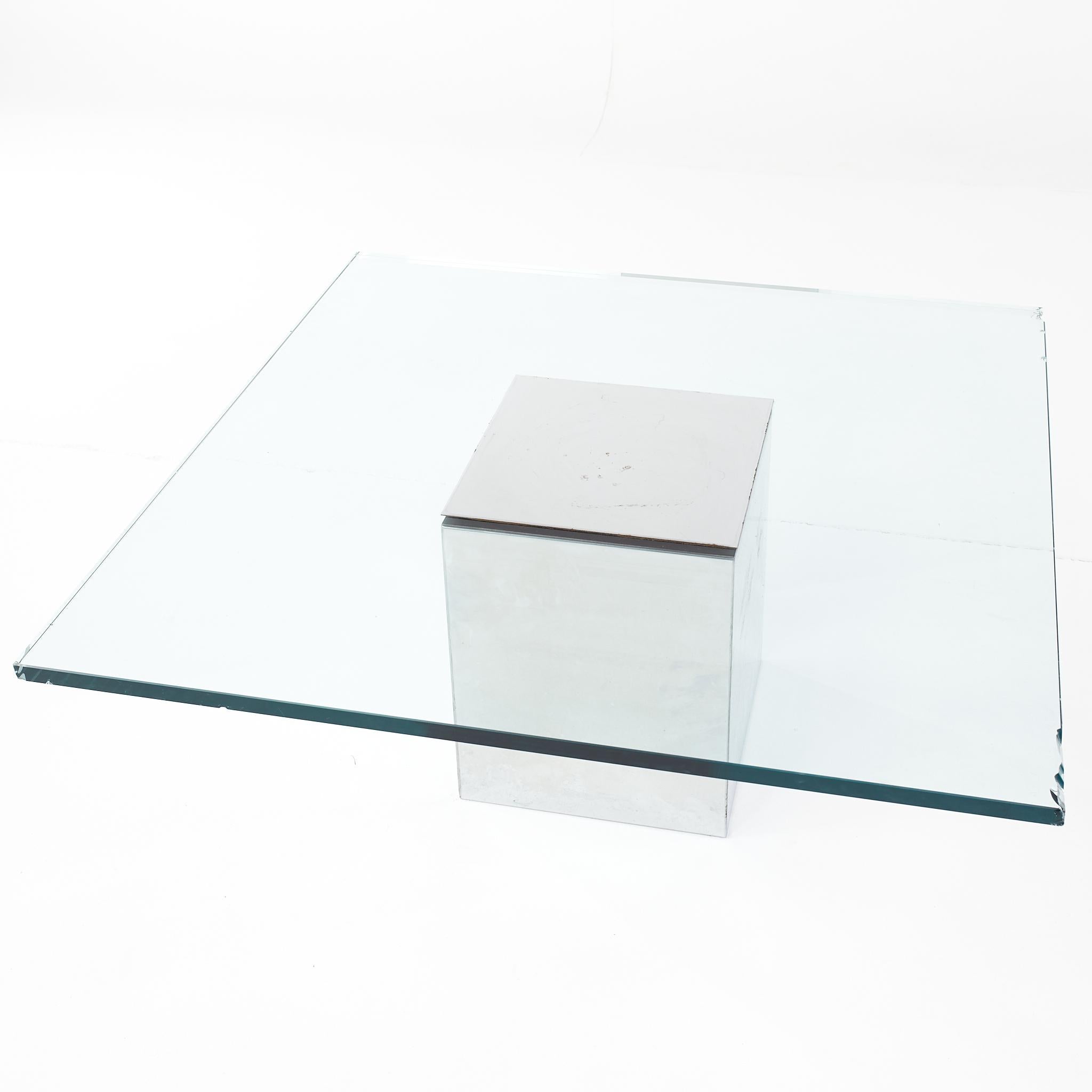 Late 20th Century Paul Mayen Style Chrome and Glass Coffee Table For Sale