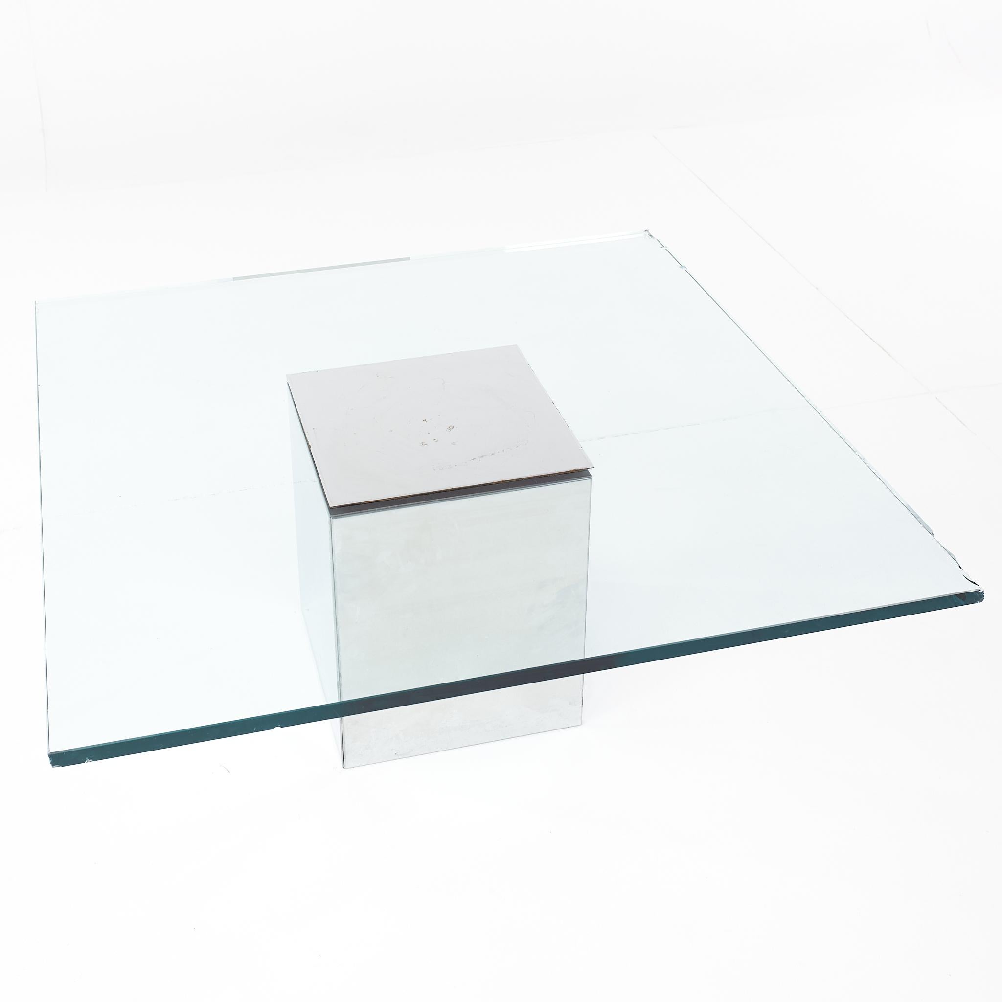 Paul Mayen Style Chrome and Glass Coffee Table For Sale 1