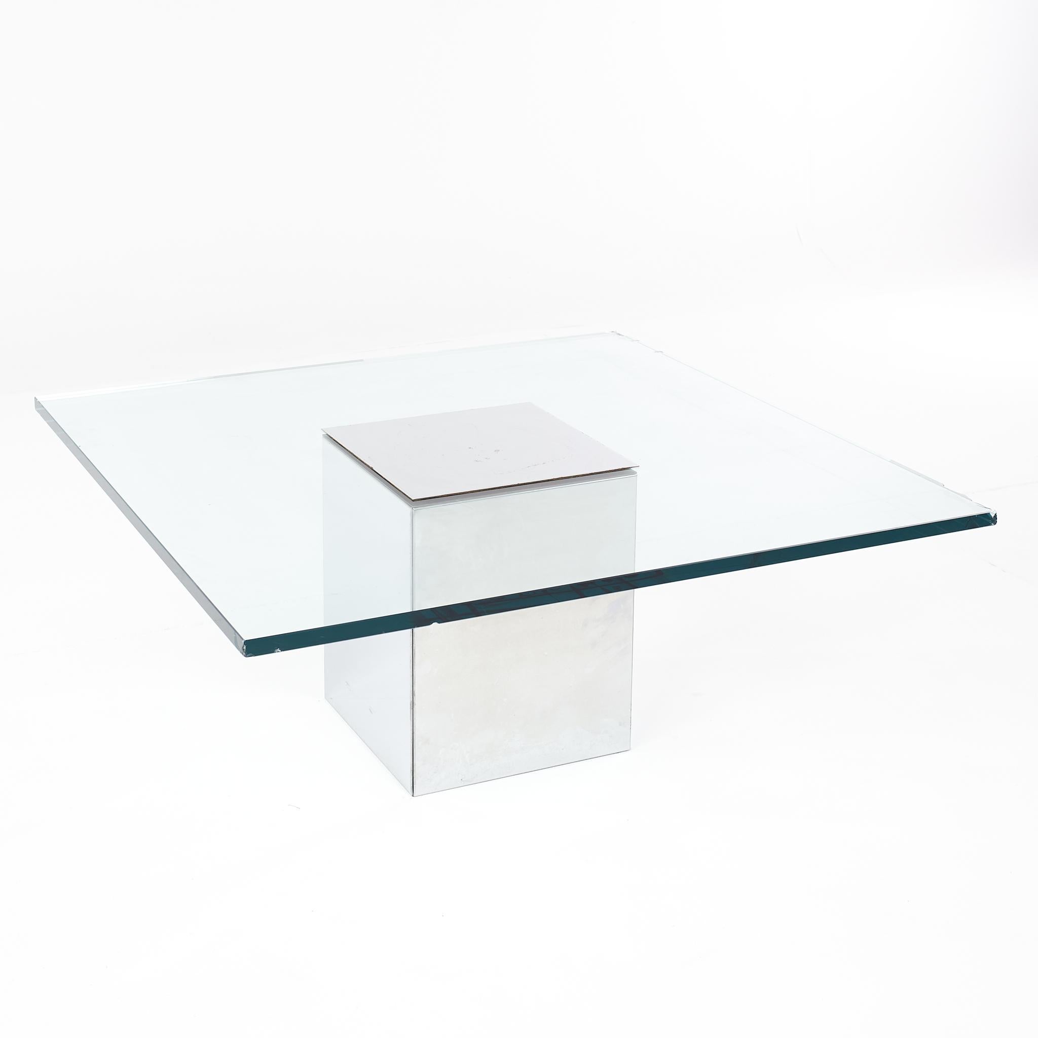 Paul Mayen Style Chrome and Glass Coffee Table For Sale 3