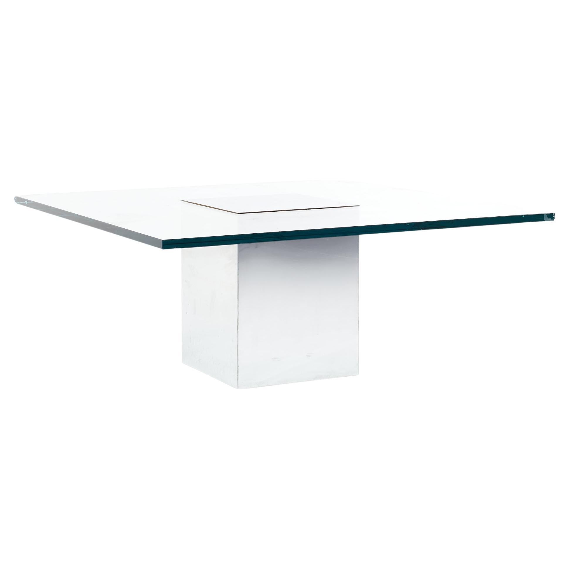 Paul Mayen Style Chrome and Glass Coffee Table For Sale