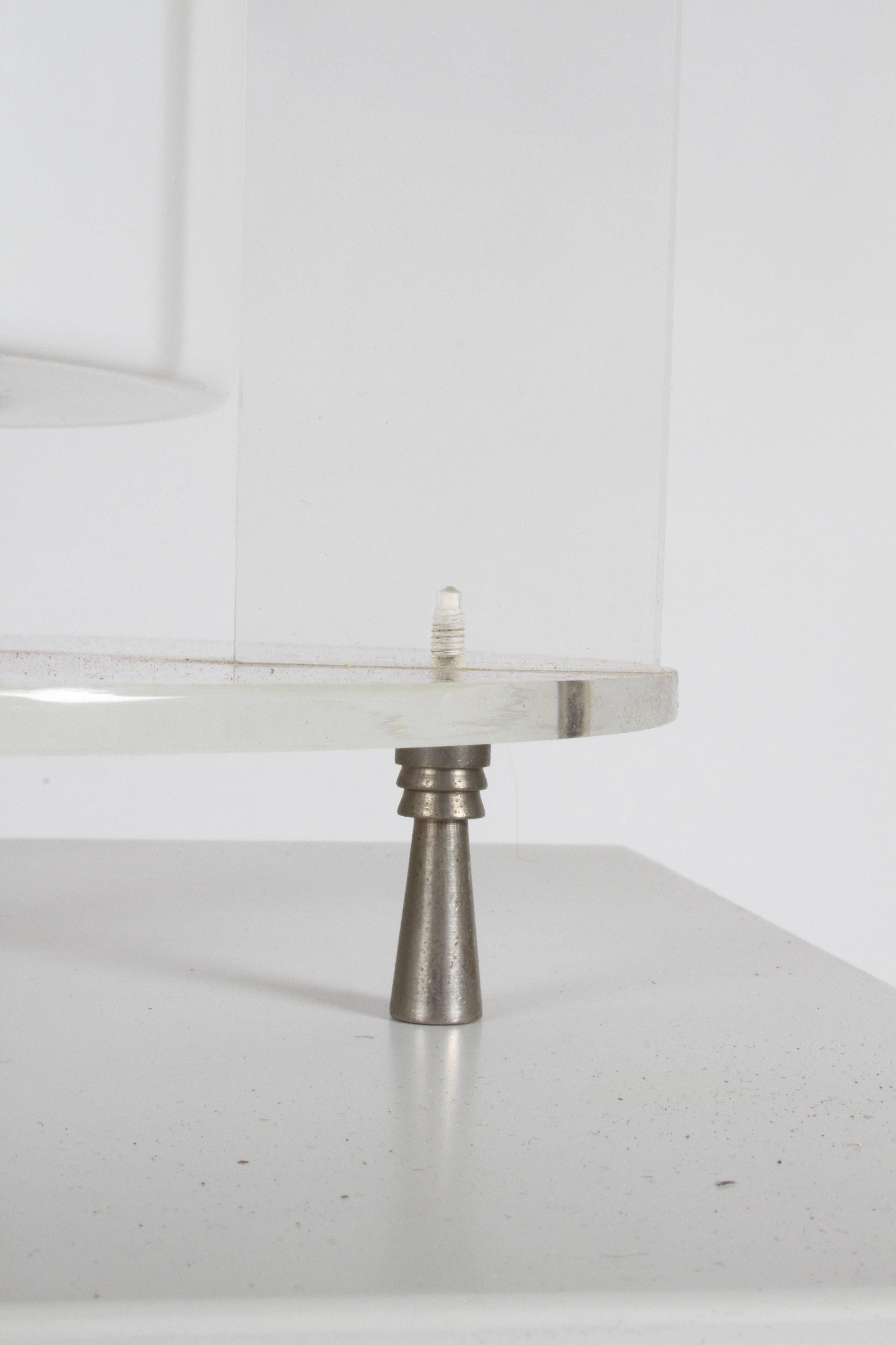 Mid-Century Modern Paul Mayen Style Lucite and Glass Cylinder Lamp For Sale