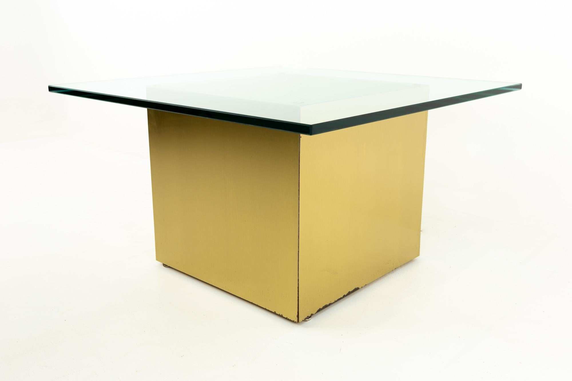 Mid-Century Modern Paul Mayen Style Mid Century Brass and Glass Side End Table For Sale