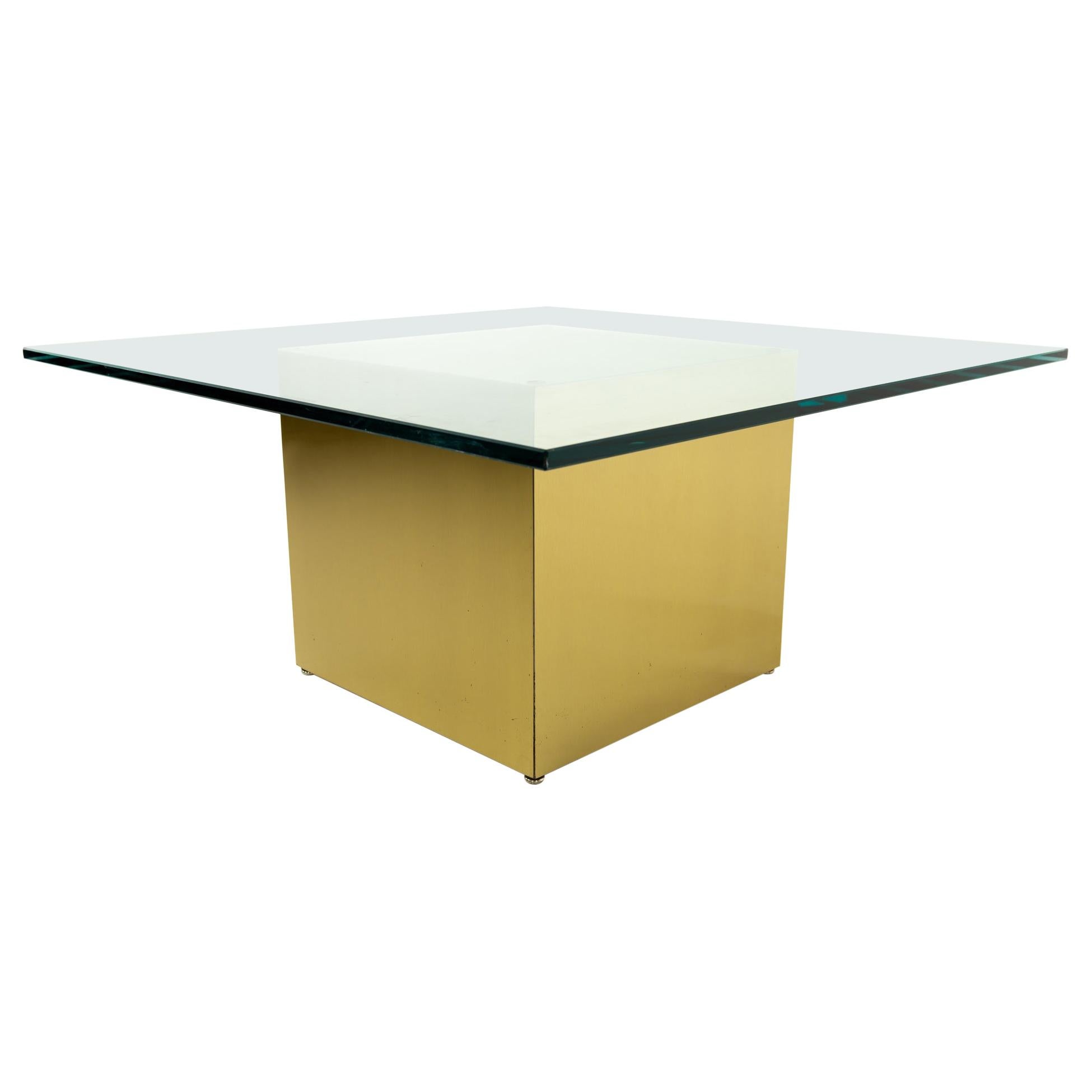 Paul Mayen Style Mid Century Brass and Glass Side End Table For Sale