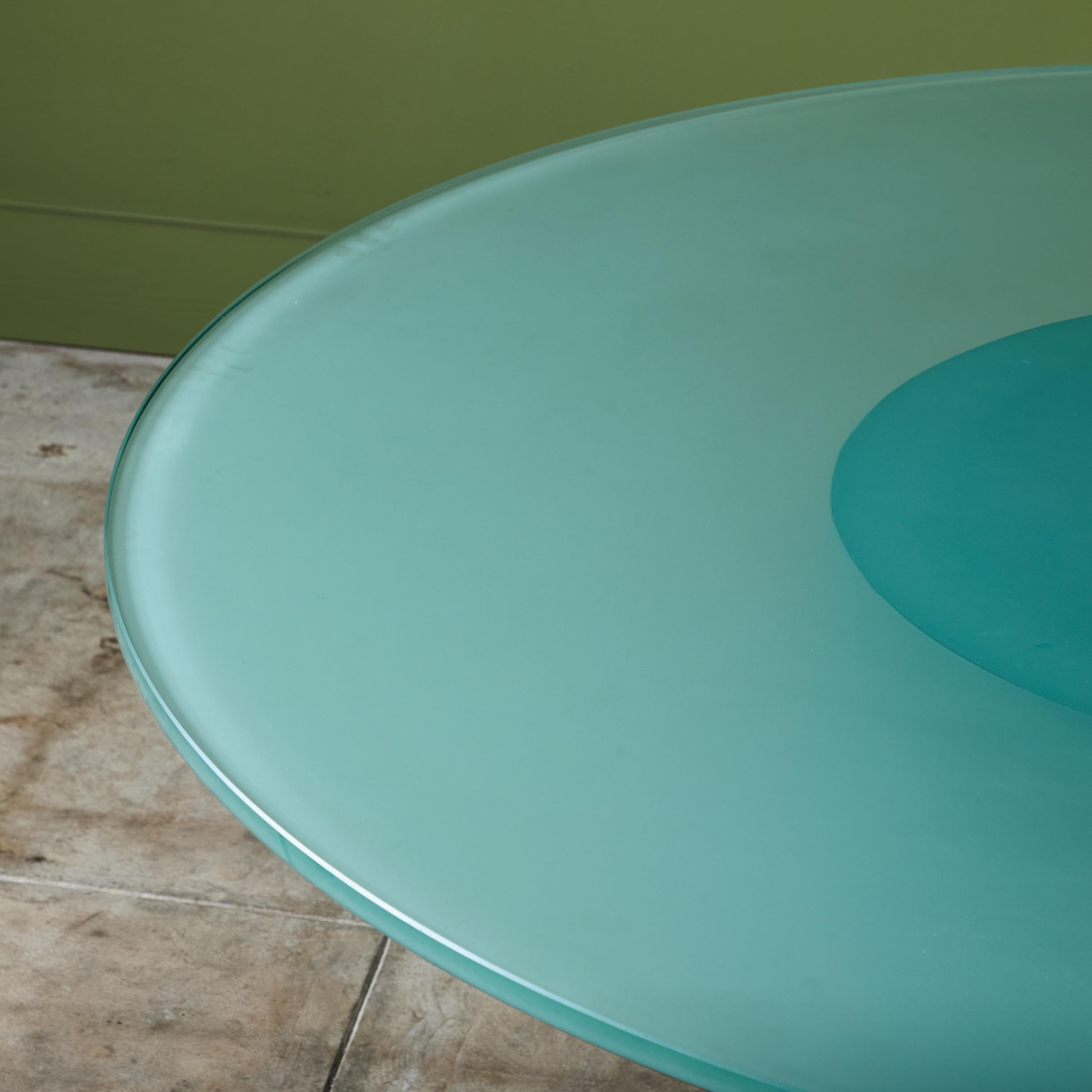 Paul Mayen Style Postmodern Glass Top Drum Dining Table 4