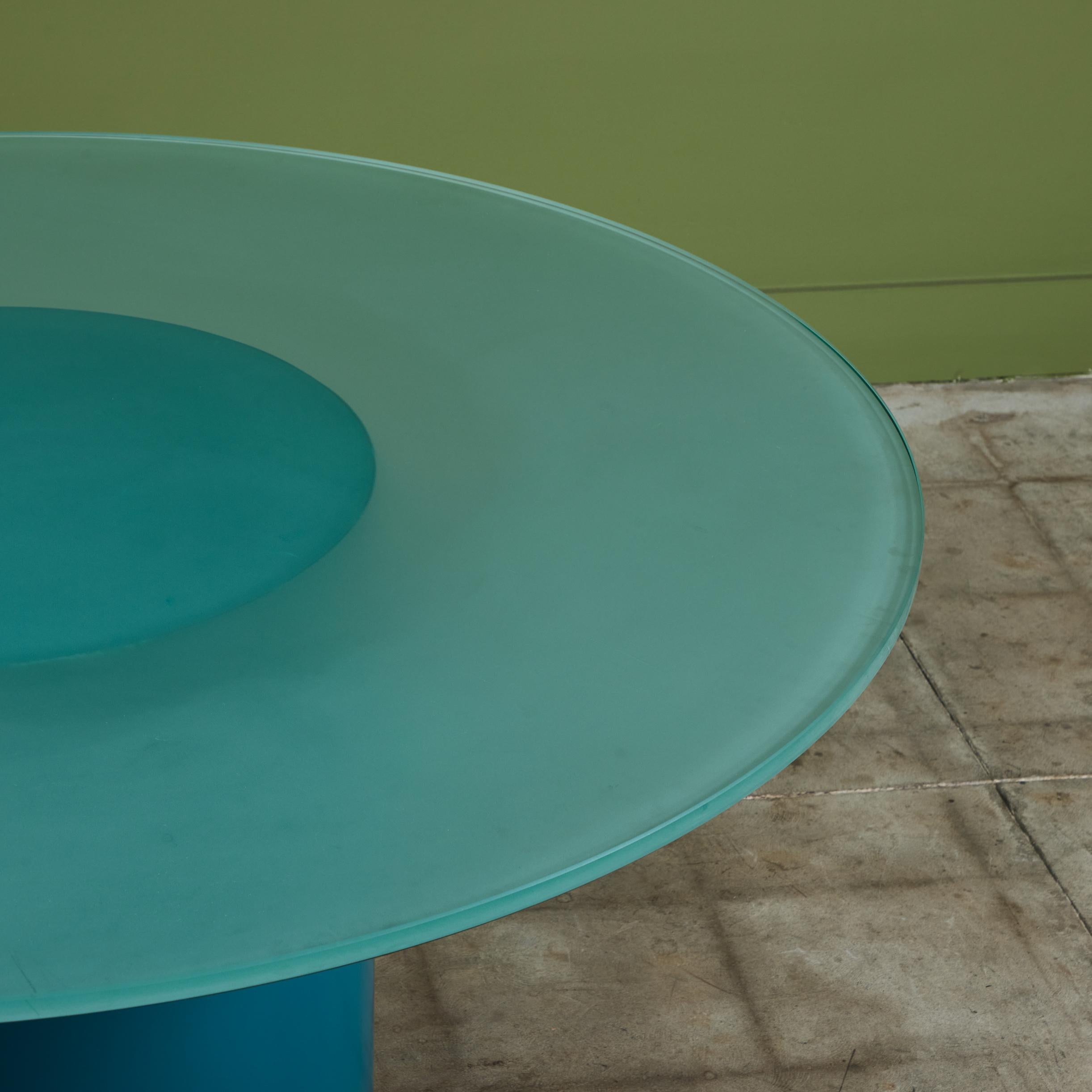 Paul Mayen Style Postmodern Glass Top Drum Dining Table 5