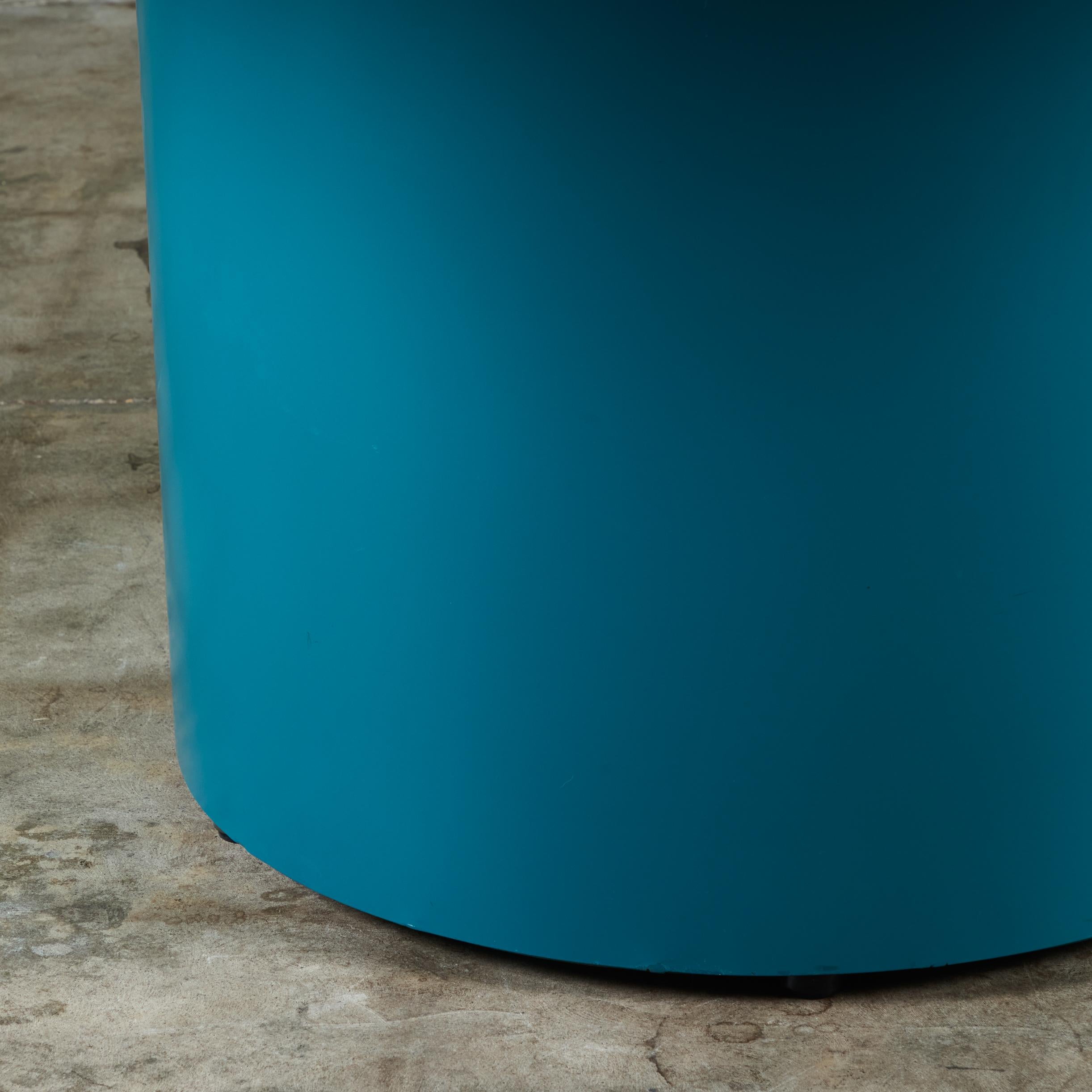 Paul Mayen Style Postmodern Glass Top Drum Dining Table 7