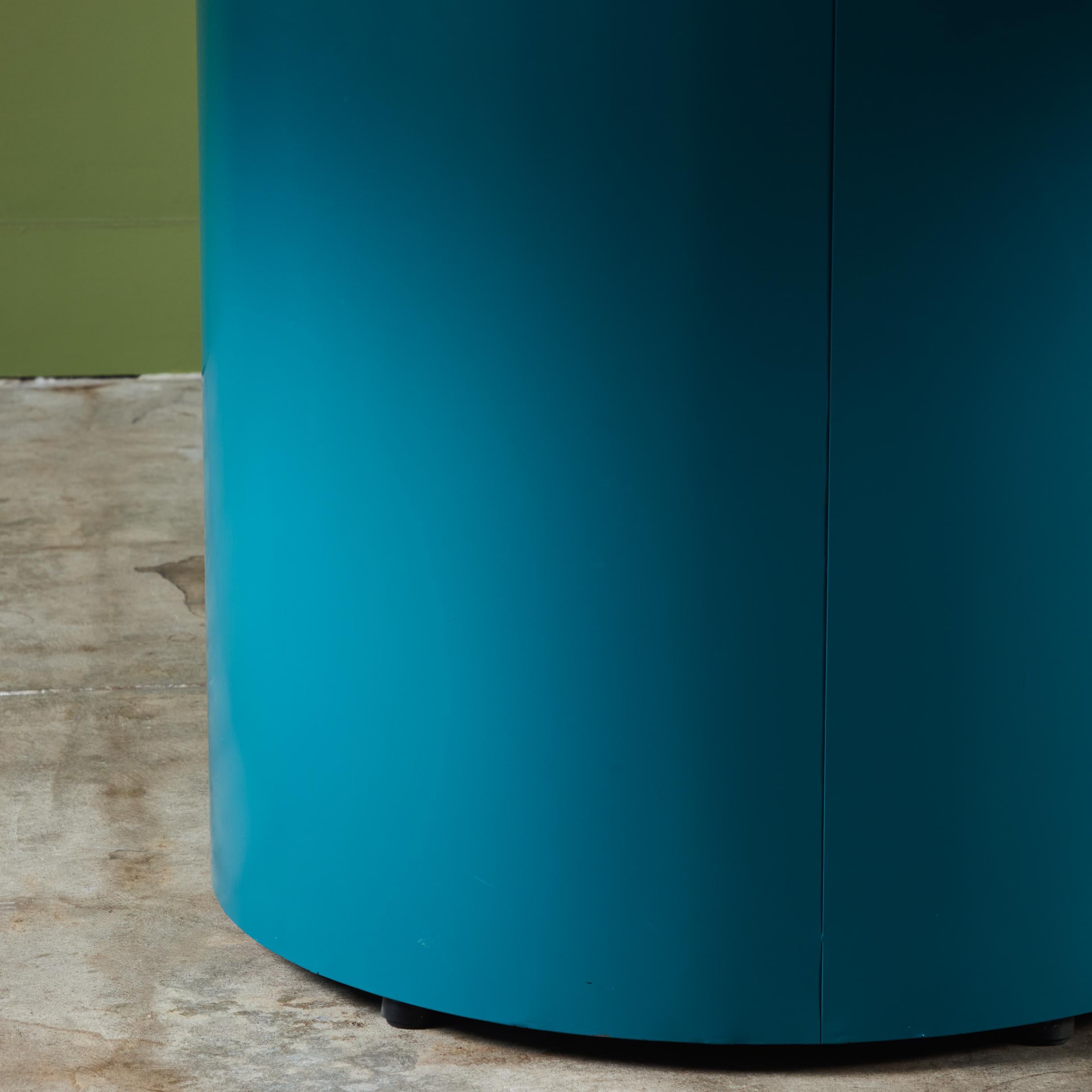 Paul Mayen Style Postmodern Glass Top Drum Dining Table 8