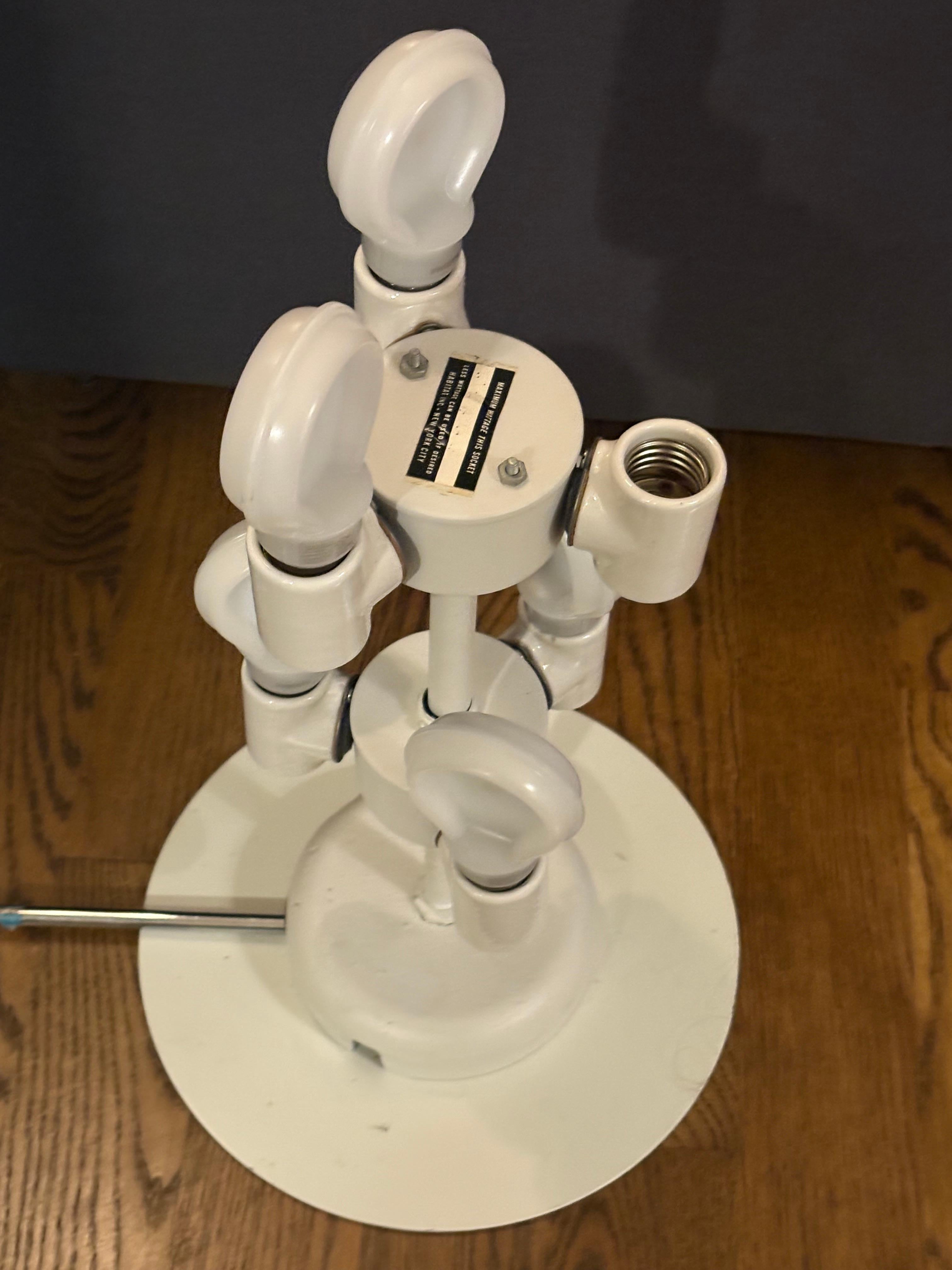 Lámpara de pie o sobremesa de lucita cilíndrica blanca Paul Mayen para Habitat en venta 9