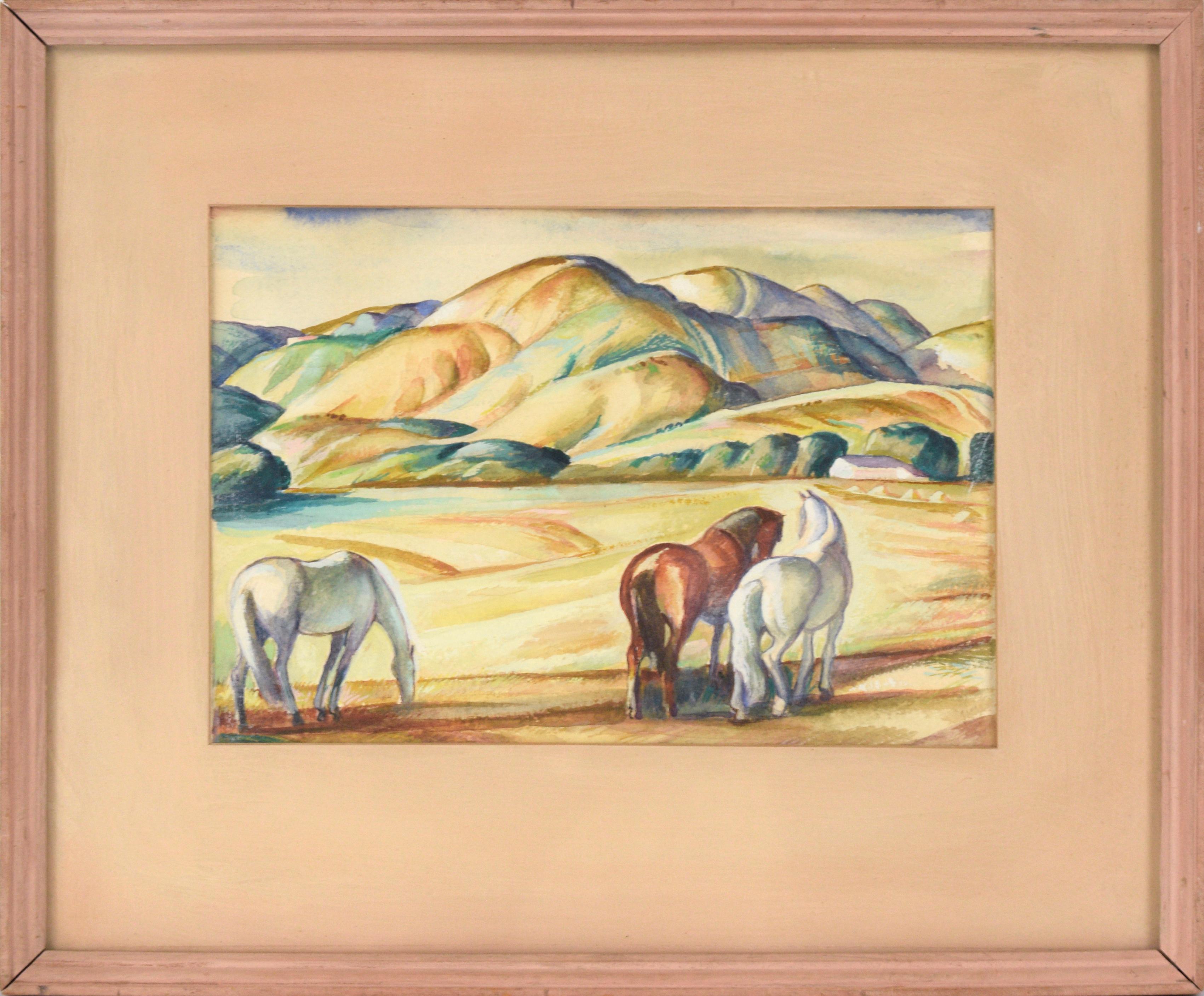 "Three Horses Scene" - Landscape