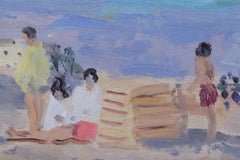 'Children on the Beach, Fisher Island USA' Oil painting on board