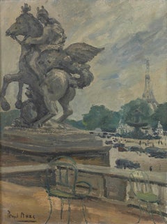 'The Eiffel Tower from the Tuileries' Modern British Impressionist oil painting