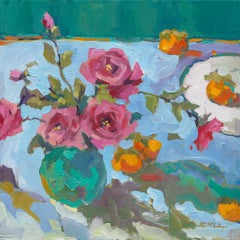 Persimmons and Roses - Still Life Painting by Paul McCarthy