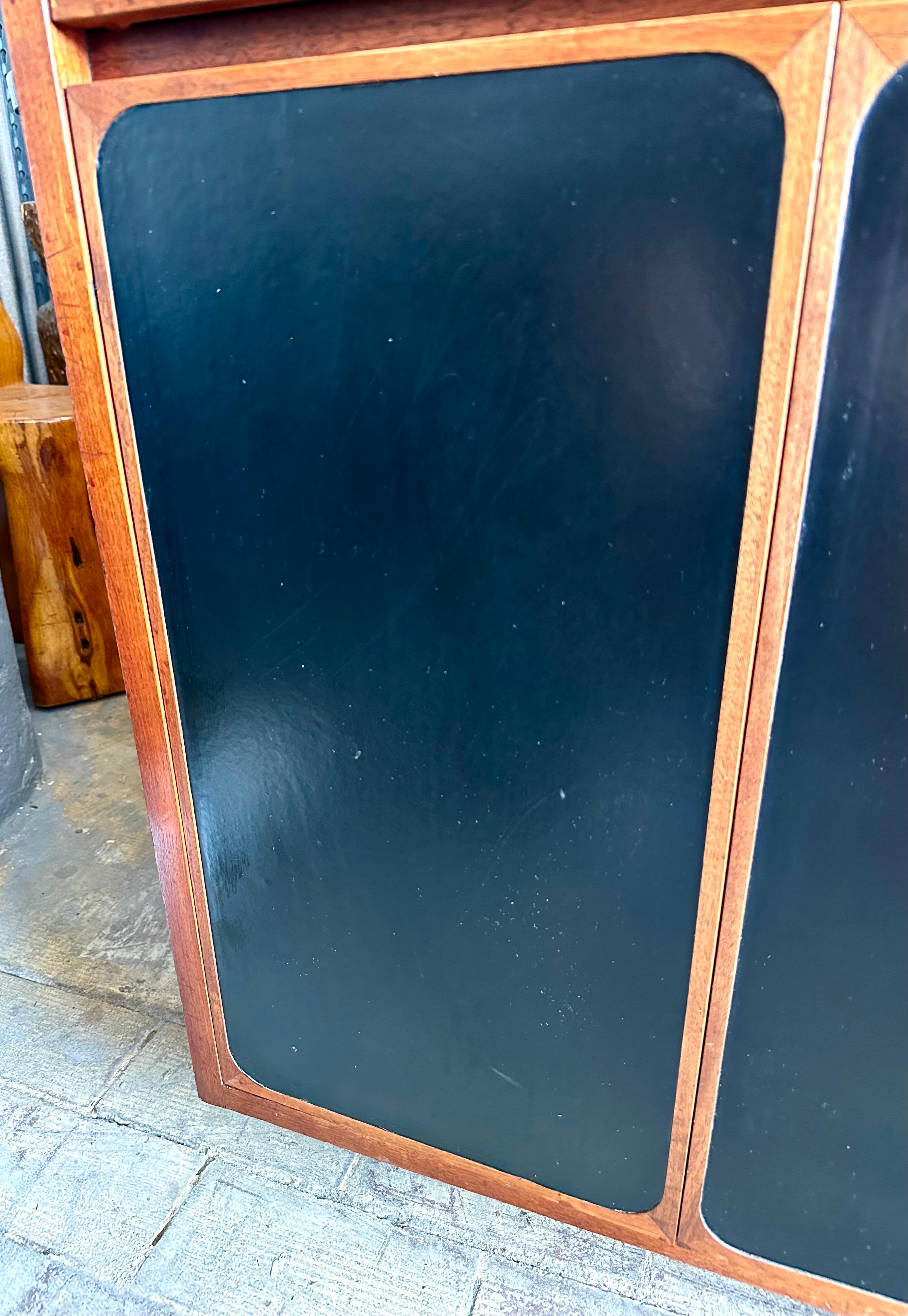 Mid-20th Century Paul McCobb, (2) Rare Marble, Walnut and Leather Sideboards or Commodes For Sale