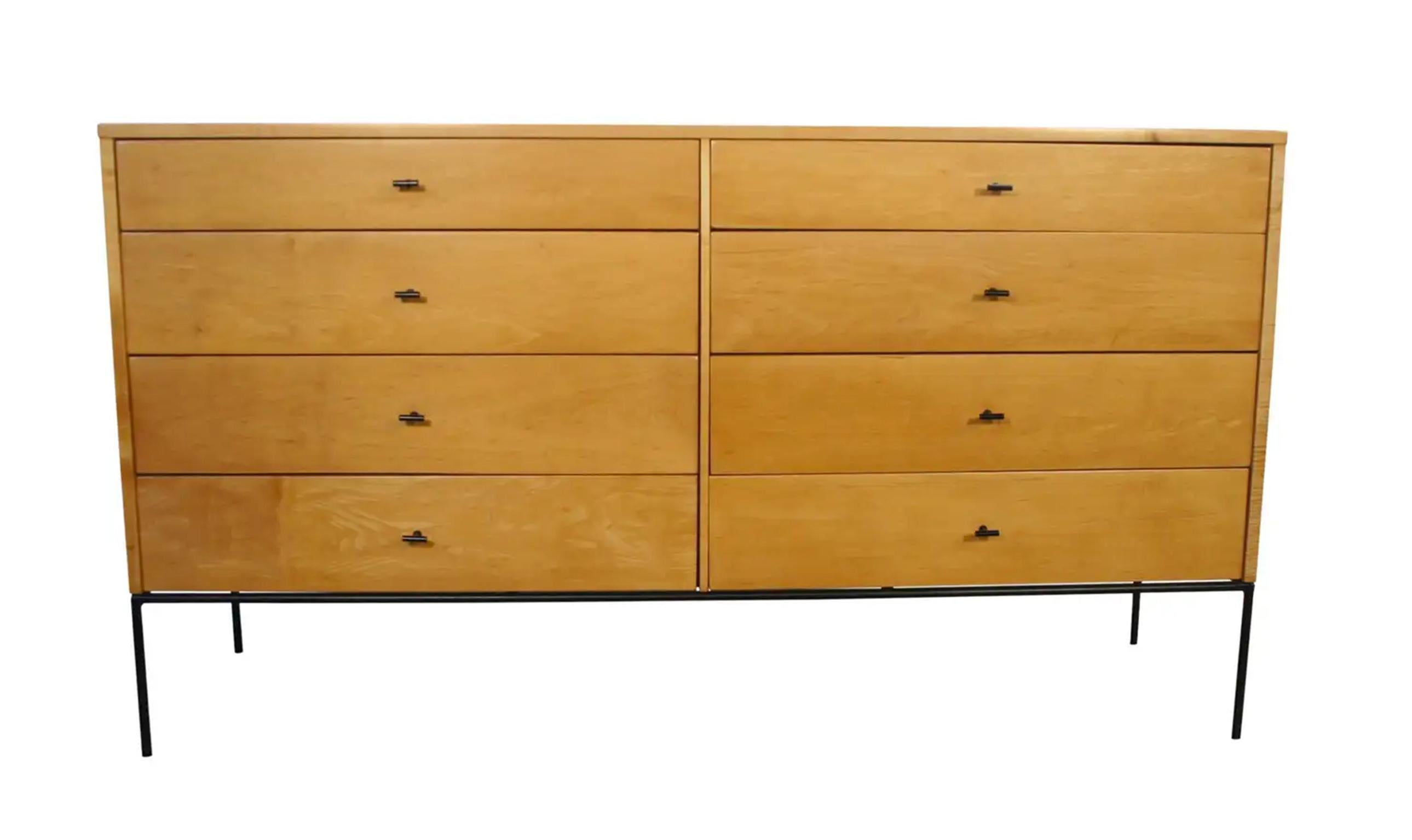 This listing is for a Grouping of 4 Paul Mccobb items . 
(1) 1507 8 Drawer Dresser
(2) 1503 2 Drawer Nightstands
(1) 4 Drawer 8 Knob Jewelry box has felt inserts

All items are Refinished Vintage items - In raw blonde maple with clear coat all items