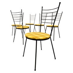 Vintage Paul McCobb Arbuck Wrought Iron Hairpin Chairs Set, 1950s, Indoor Outdoor Patio