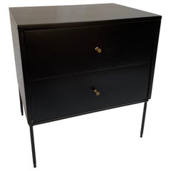 Paul McCobb Black 2 Drawer Cabinet on Metal Base