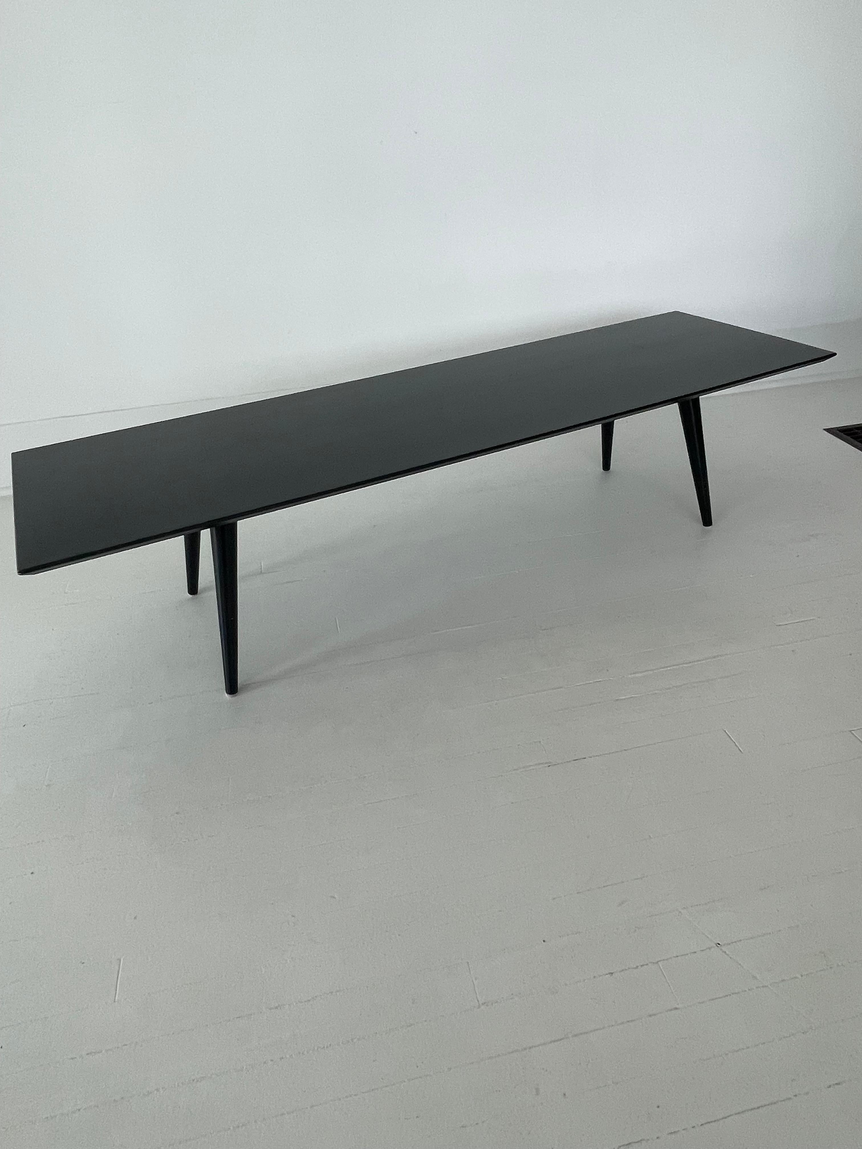 20th Century Paul McCobb Black 60 Inch Coffee Table / Bench