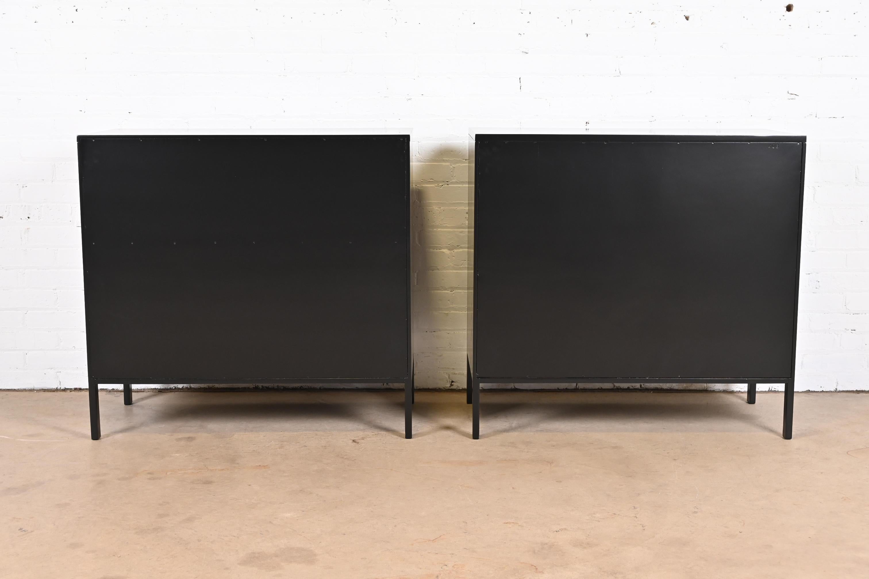 Paul McCobb Black Lacquer and Brass Chests of Drawers, Newly Refinished 7