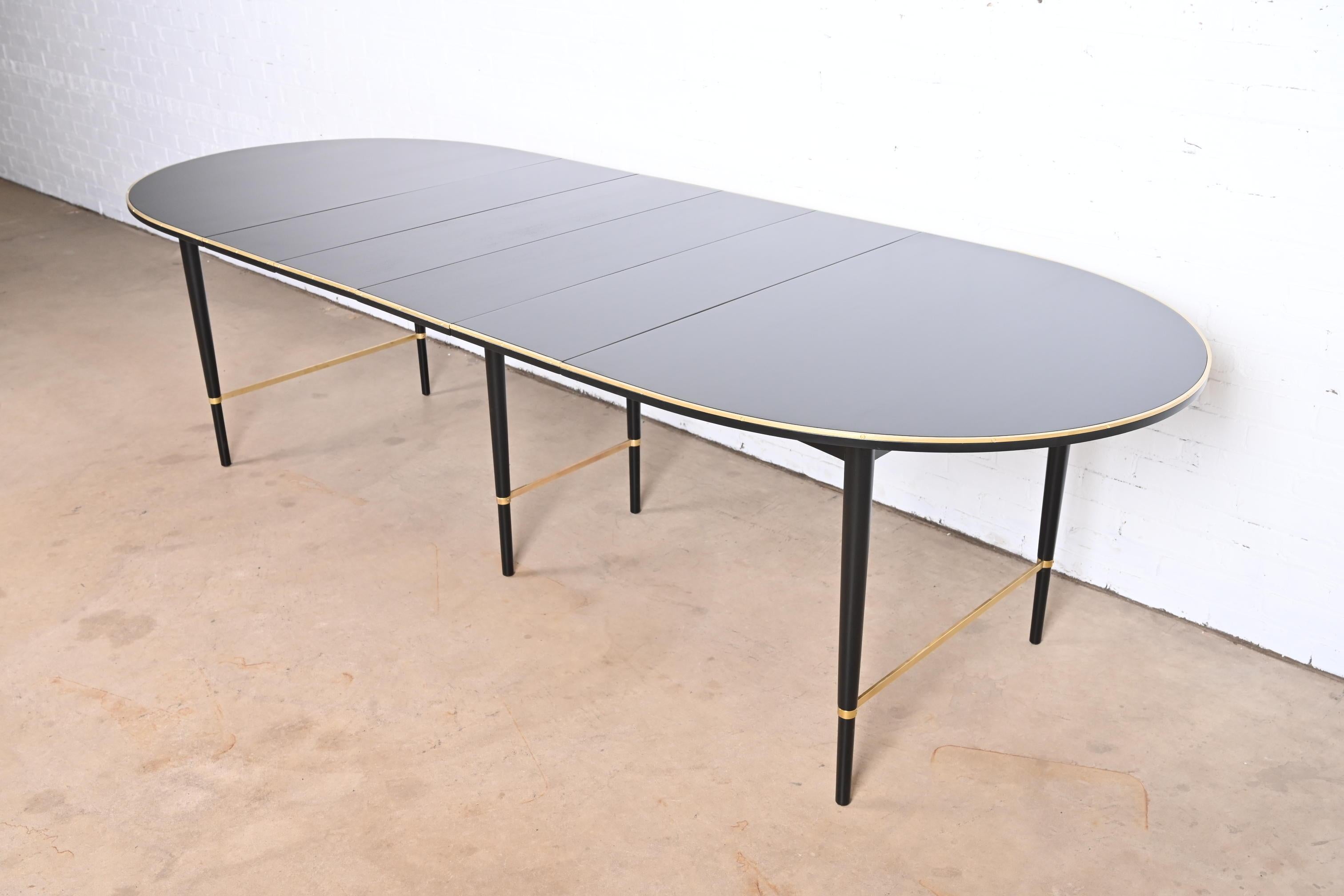 Paul McCobb Black Lacquer and Brass Dining Set, Fully Restored 9