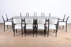 Paul McCobb Black Lacquer and Brass Dining Set, Fully Restored