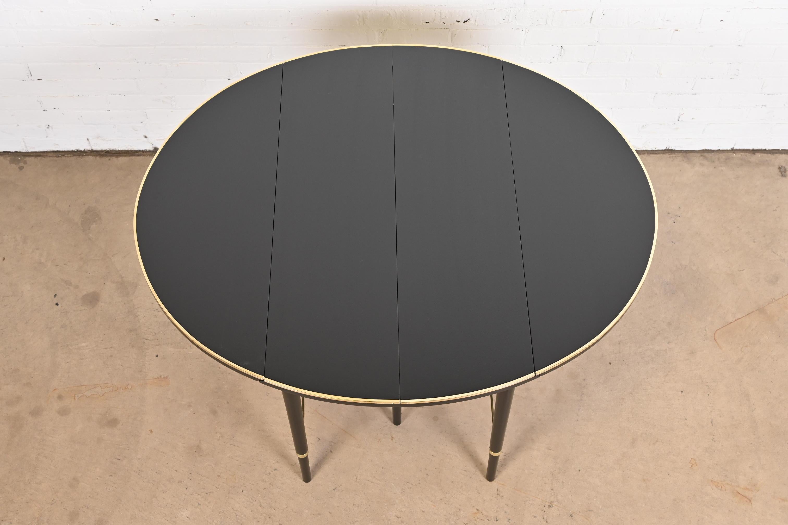 Paul McCobb Black Lacquer and Brass Dining Table, Newly Refinished For Sale 4