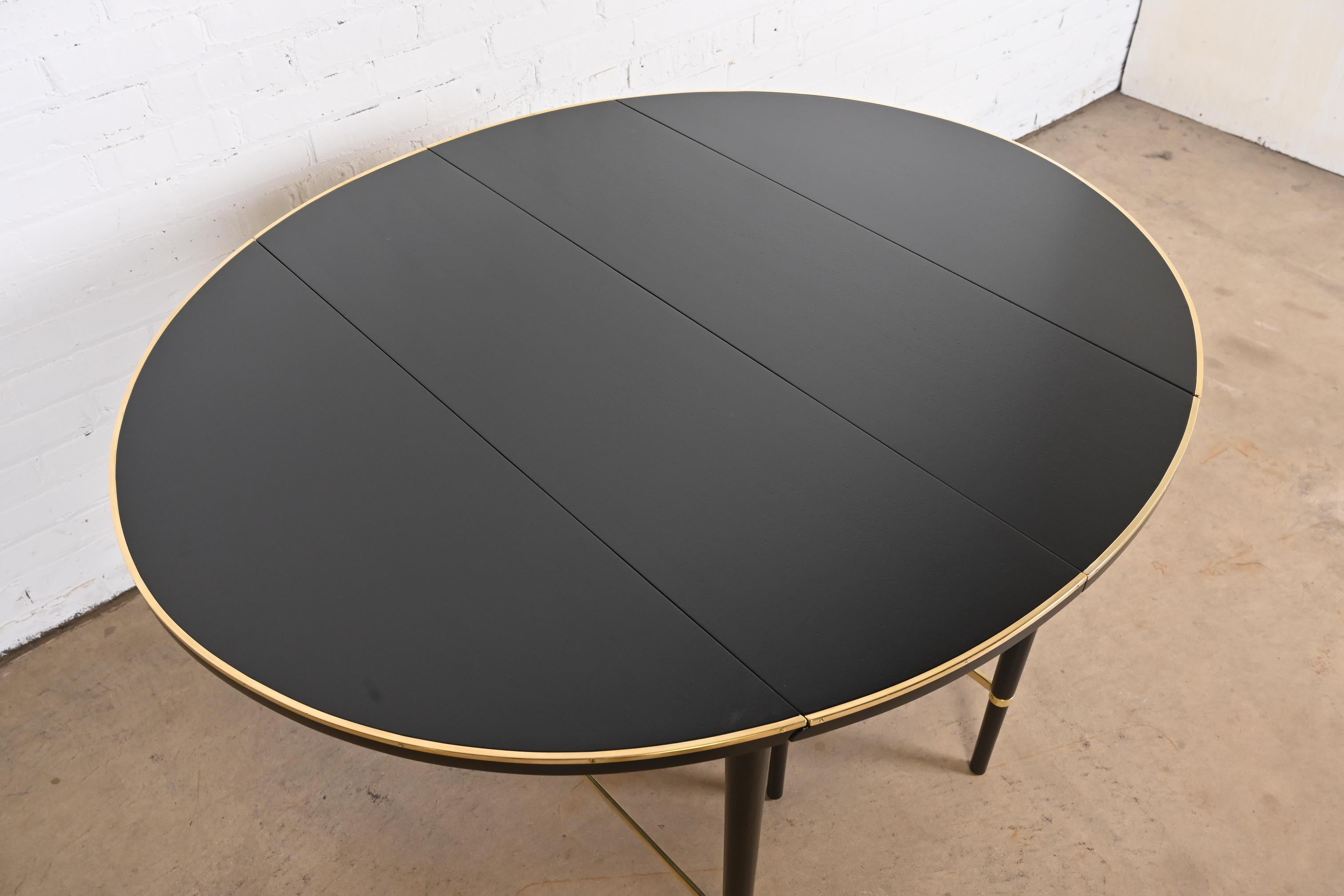 Paul McCobb Black Lacquer and Brass Dining Table, Newly Refinished For Sale 5