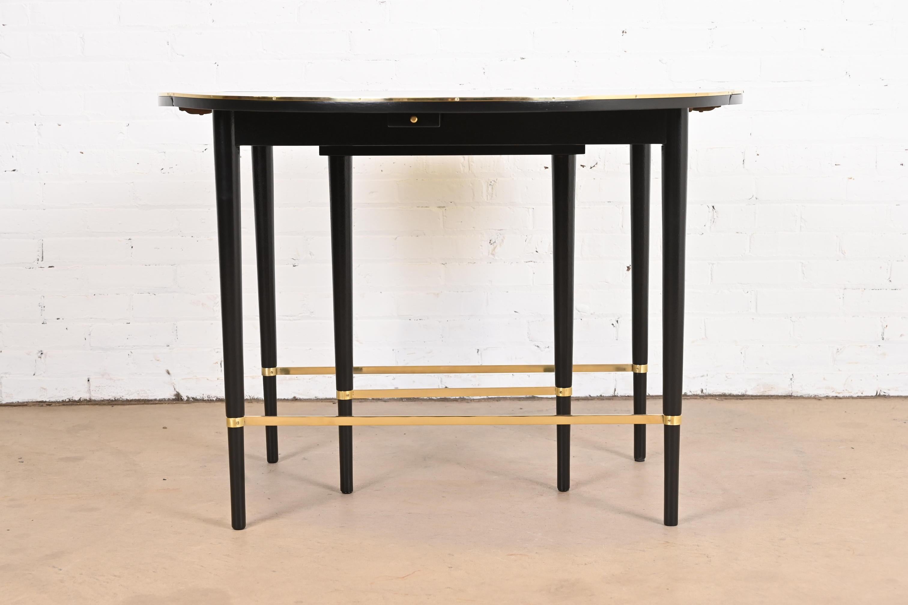 Paul McCobb Black Lacquer and Brass Dining Table, Newly Refinished For Sale 6
