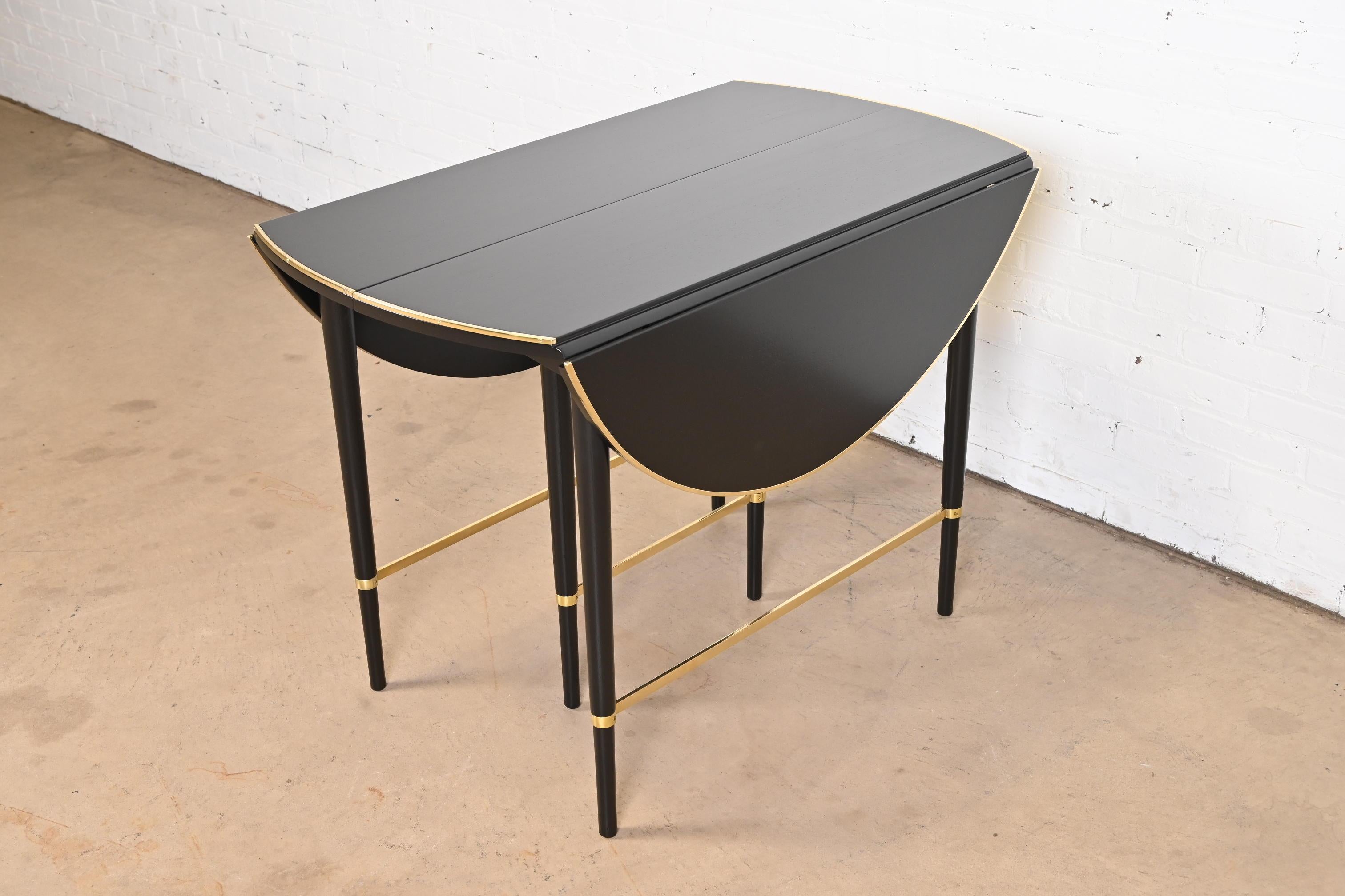Paul McCobb Black Lacquer and Brass Dining Table, Newly Refinished For Sale 7