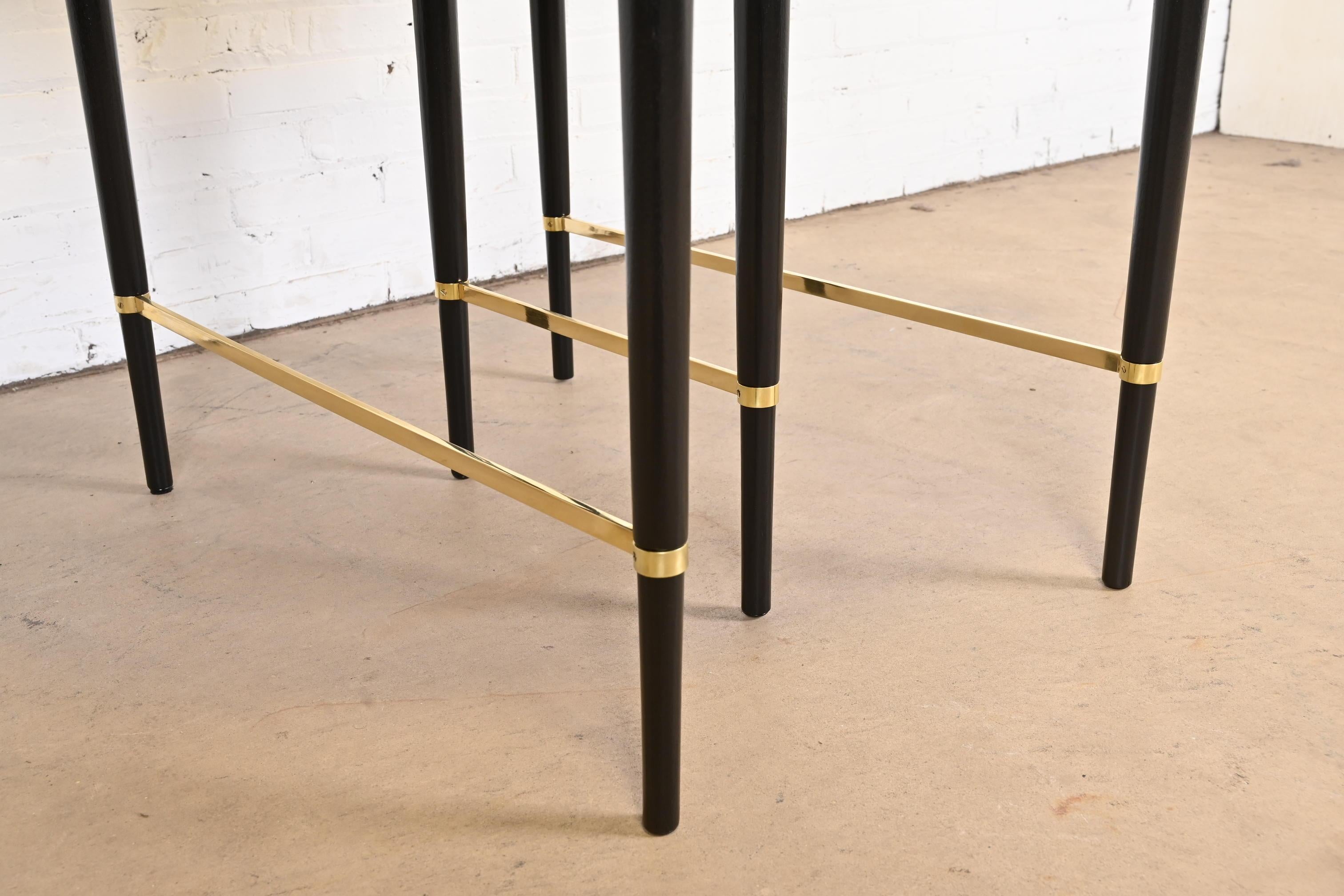 Paul McCobb Black Lacquer and Brass Dining Table, Newly Refinished For Sale 8