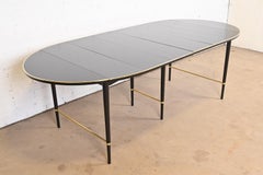 Paul McCobb Black Lacquer and Brass Dining Table, Newly Refinished