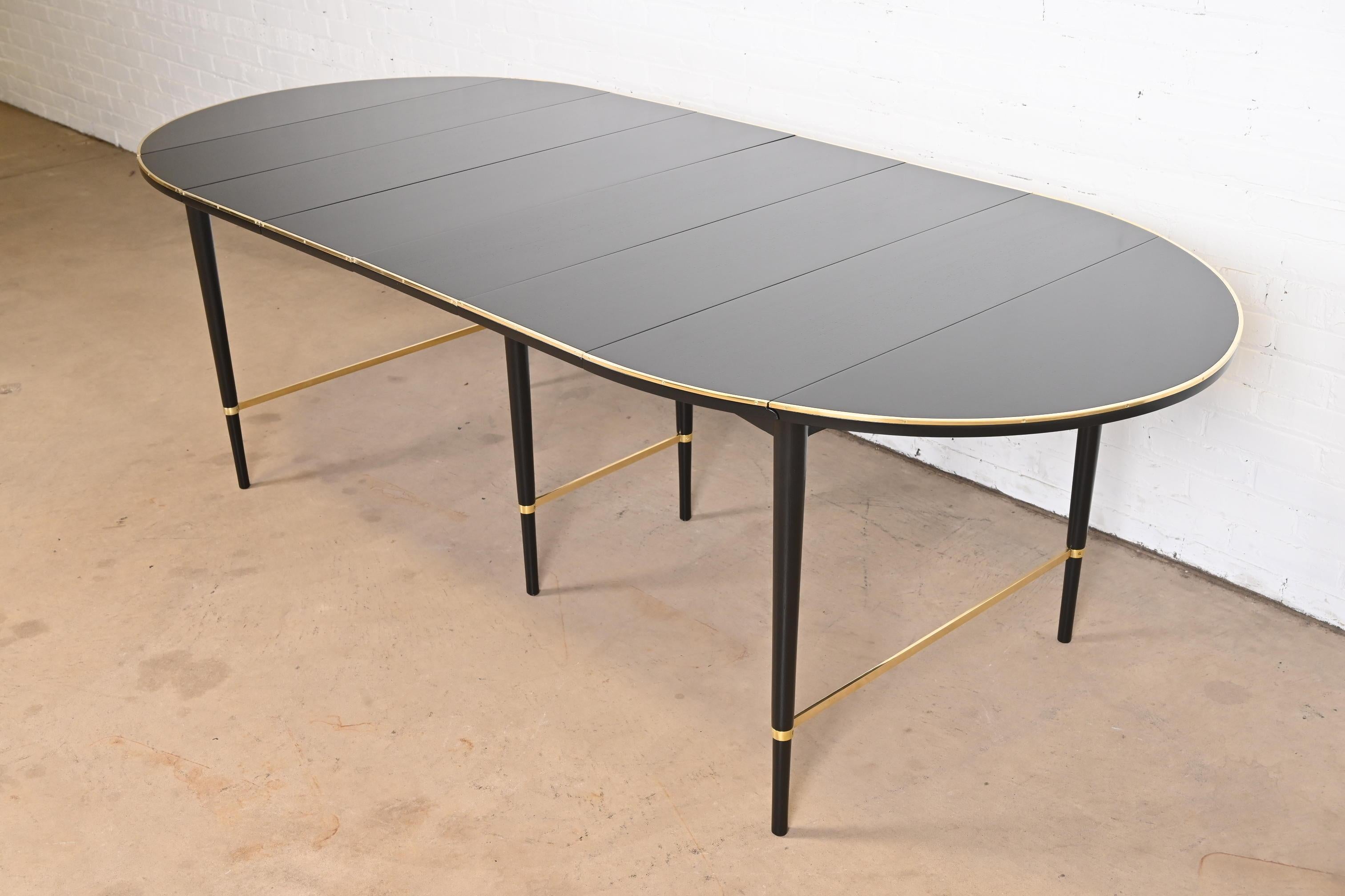 Mid-Century Modern Paul McCobb Black Lacquer and Brass Dining Table, Newly Refinished For Sale