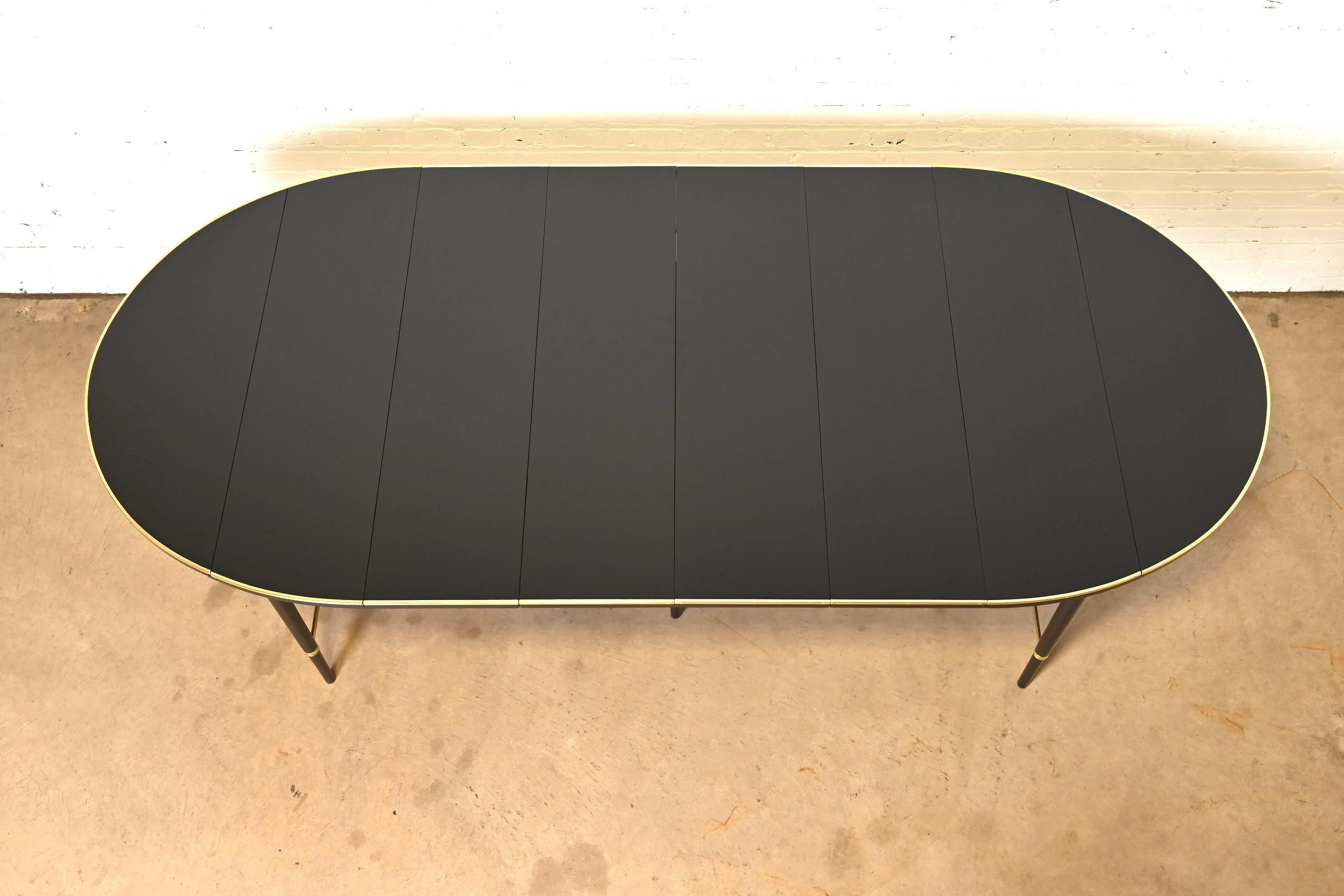 Mid-20th Century Paul McCobb Black Lacquer and Brass Dining Table, Newly Refinished For Sale