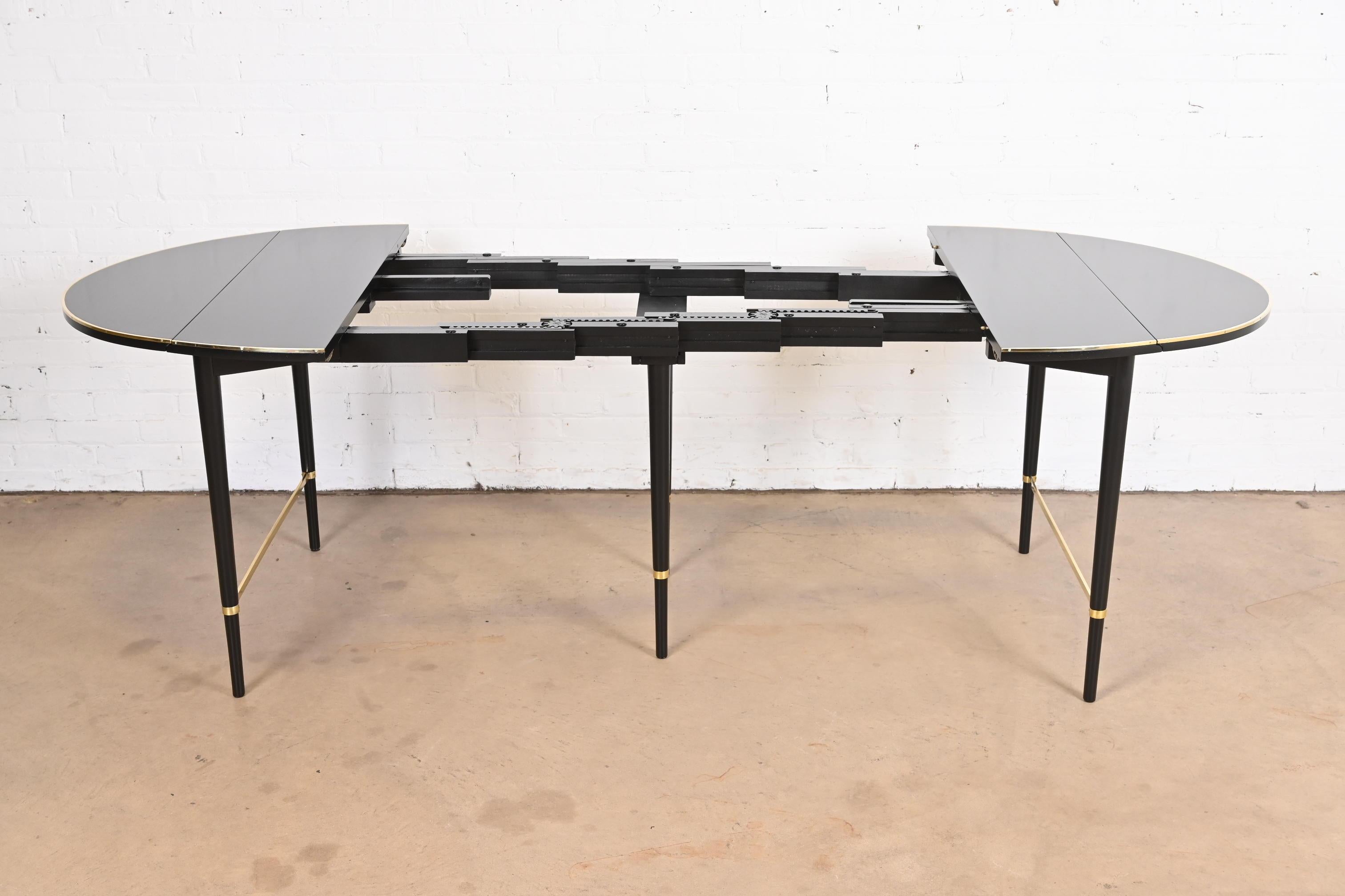 Paul McCobb Black Lacquer and Brass Dining Table, Newly Refinished For Sale 1