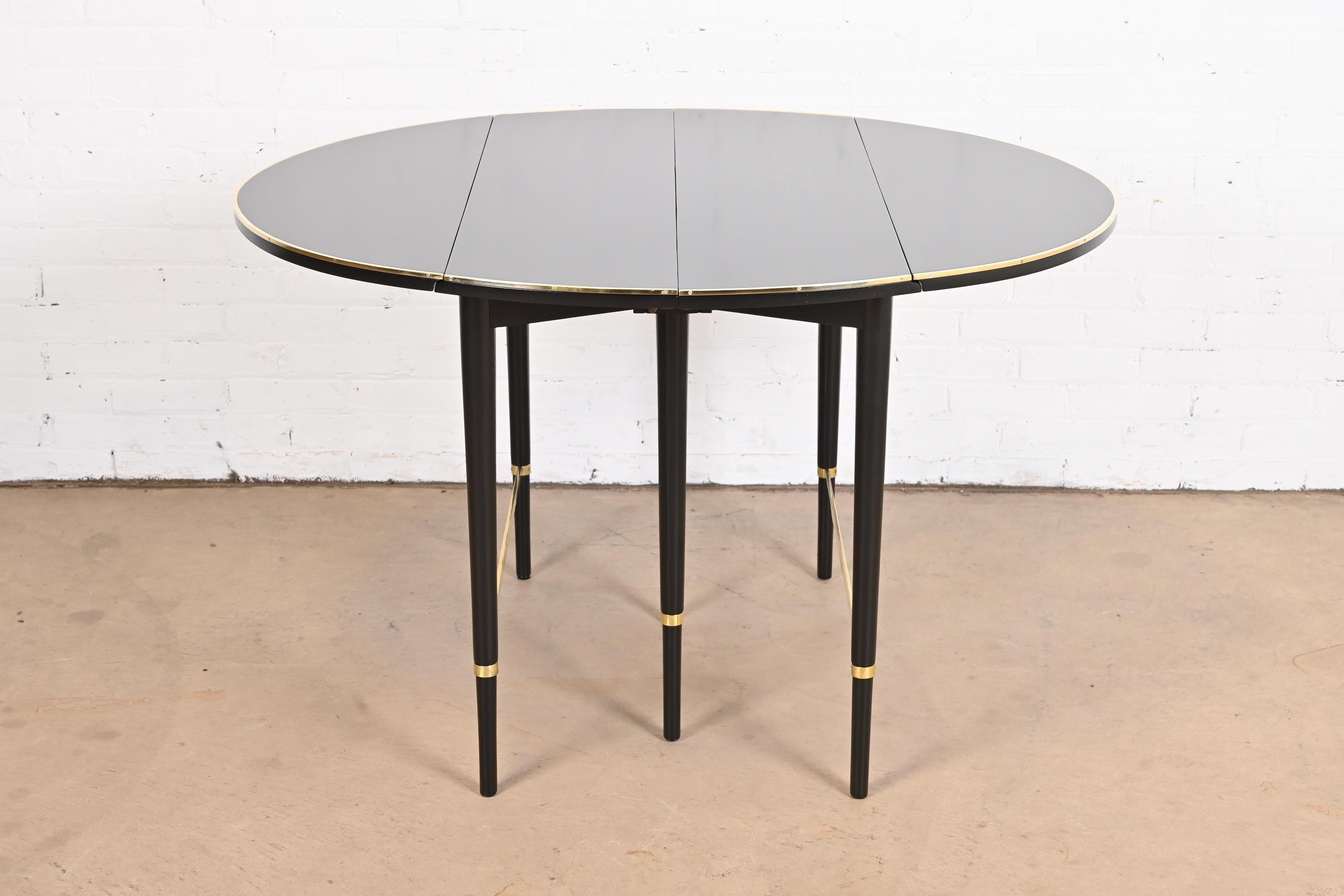 Paul McCobb Black Lacquer and Brass Dining Table, Newly Refinished For Sale 2