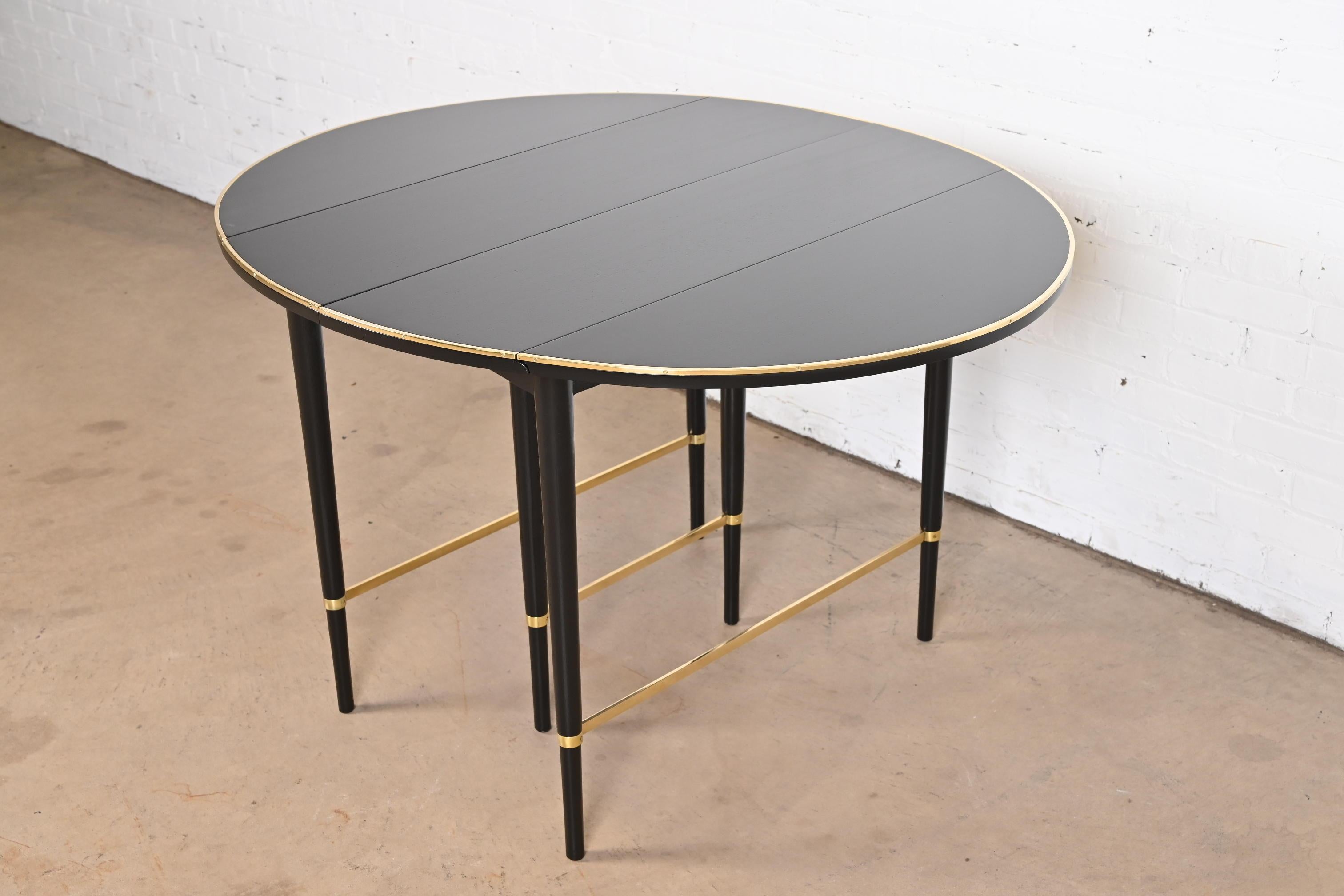 Paul McCobb Black Lacquer and Brass Dining Table, Newly Refinished For Sale 3