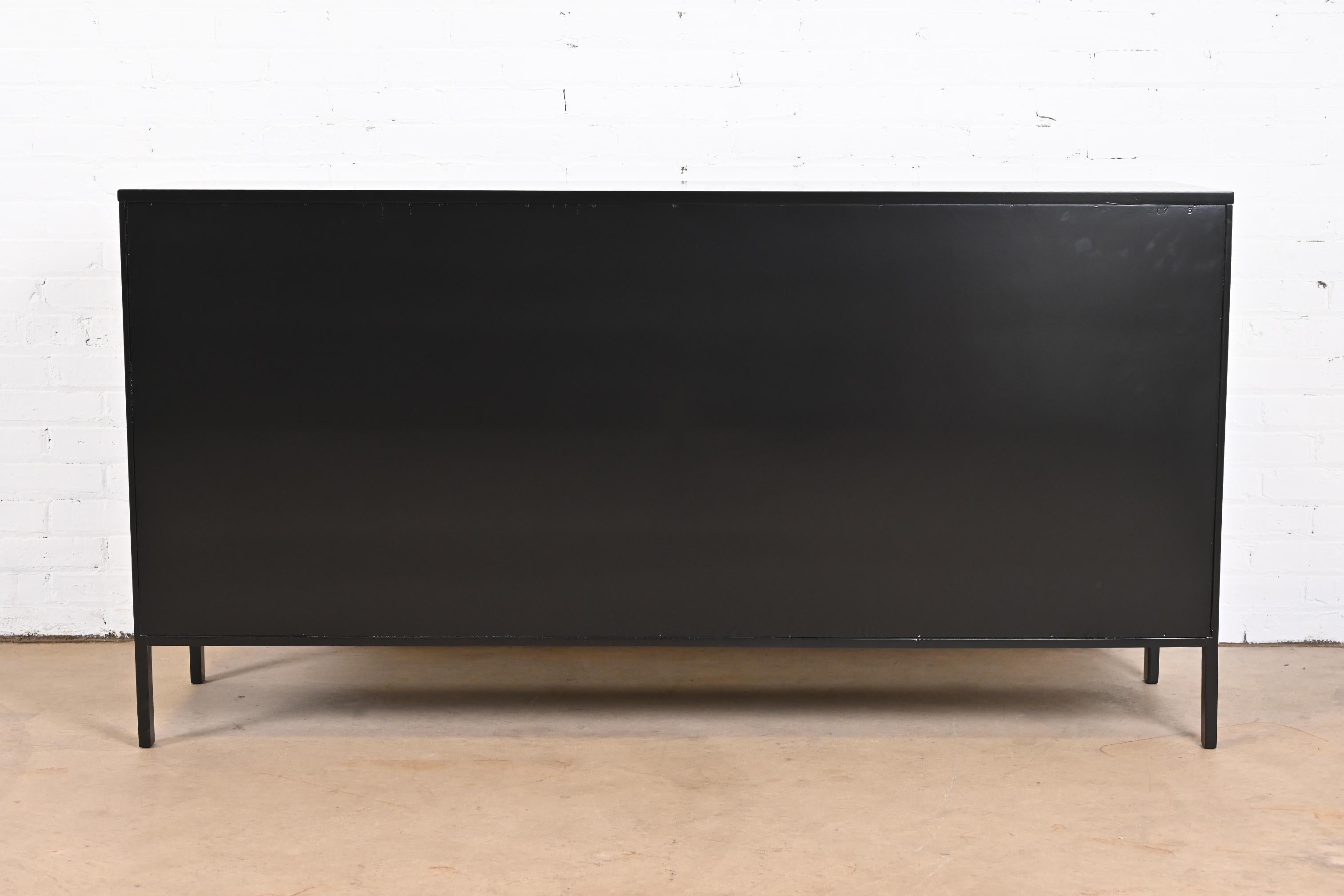 Paul McCobb Black Lacquer and Brass Dresser or Credenza, Newly Refinished For Sale 6