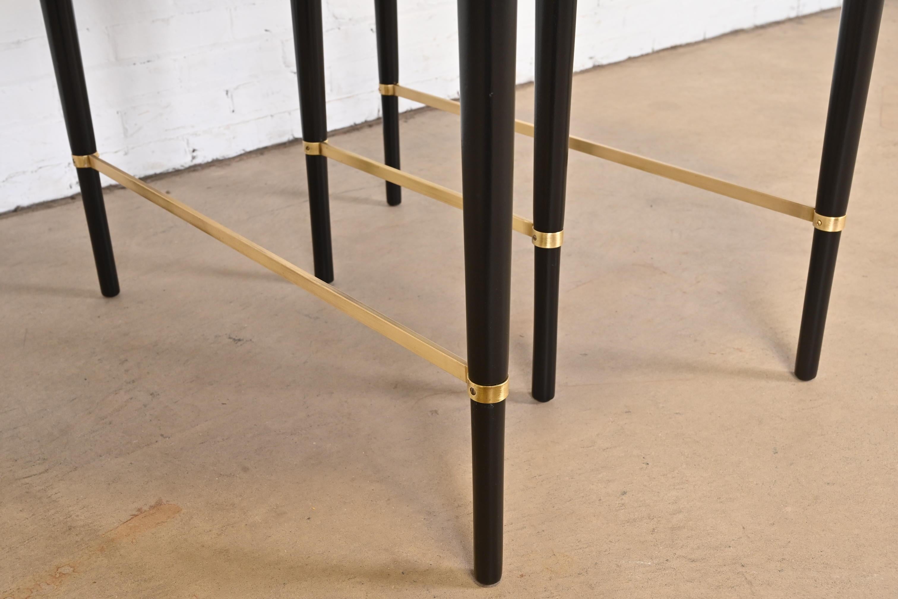 Paul McCobb Black Lacquer and Brass Extension Dining Table, Newly Refinished For Sale 4