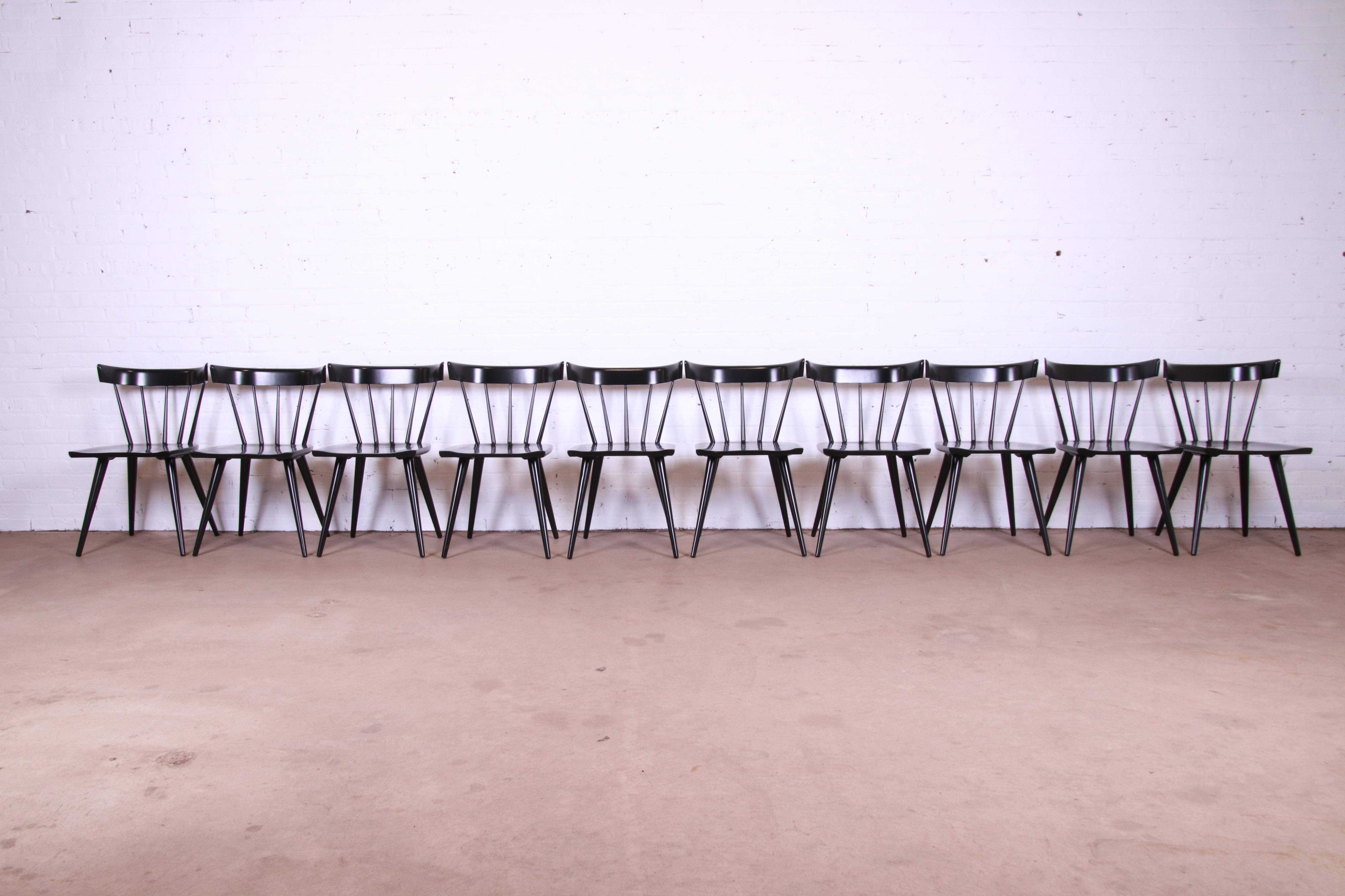 Paul McCobb Black Lacquered Extension Dining Table with 10 Chairs, Refinished 3