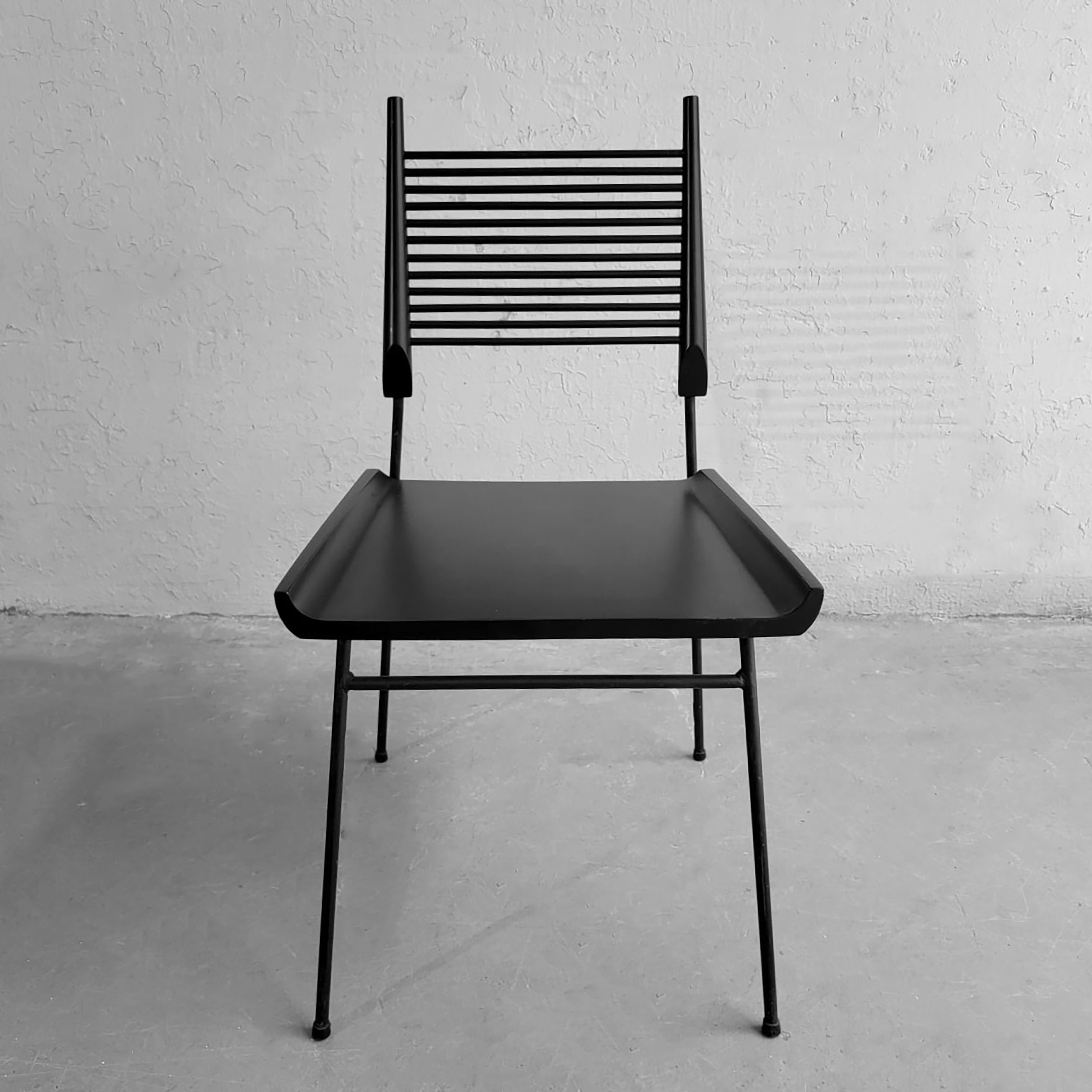 Mid-Century Modern Paul McCobb Black Lacquered Shovel Chair