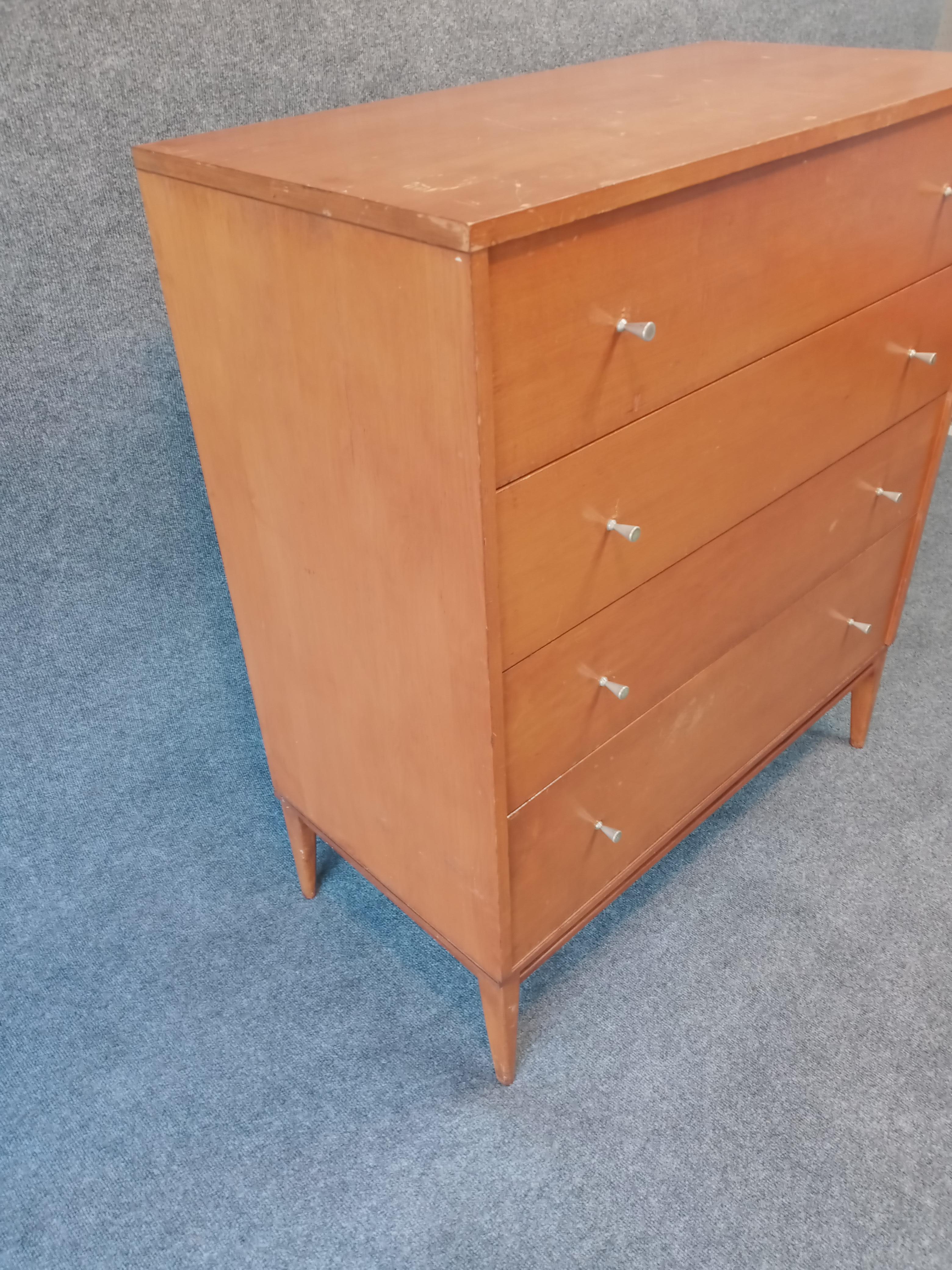 Paul McCobb Blond 4-Drawer Dresser Cabinet with Original Finish Mid-Century Era In Good Condition For Sale In Philadelphia, PA