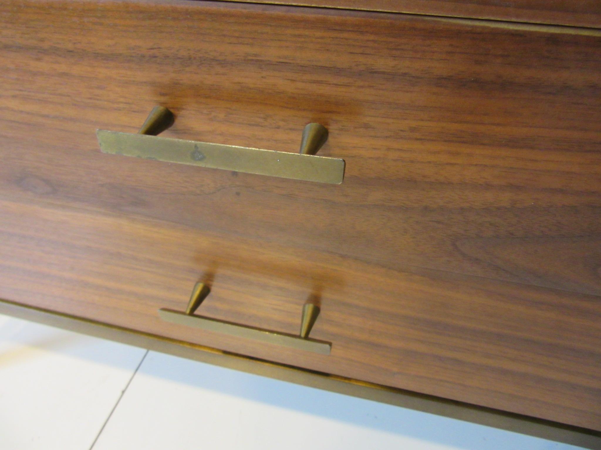 Paul McCobb Bookcase / Room Divider in Brass and Walnut for Calvin 3