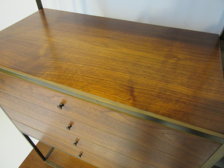 Paul McCobb Bookcase / Room Divider in Brass and Walnut for Calvin at ...