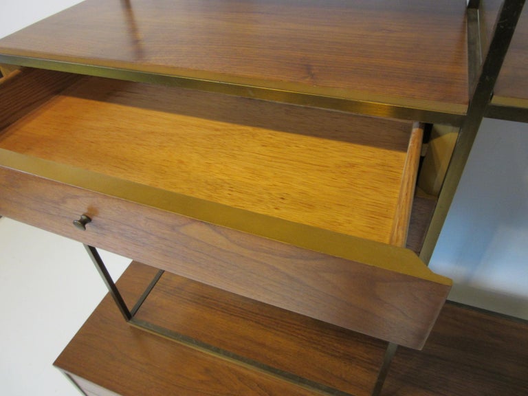 Paul McCobb Bookcase / Room Divider in Brass and Walnut for Calvin at ...