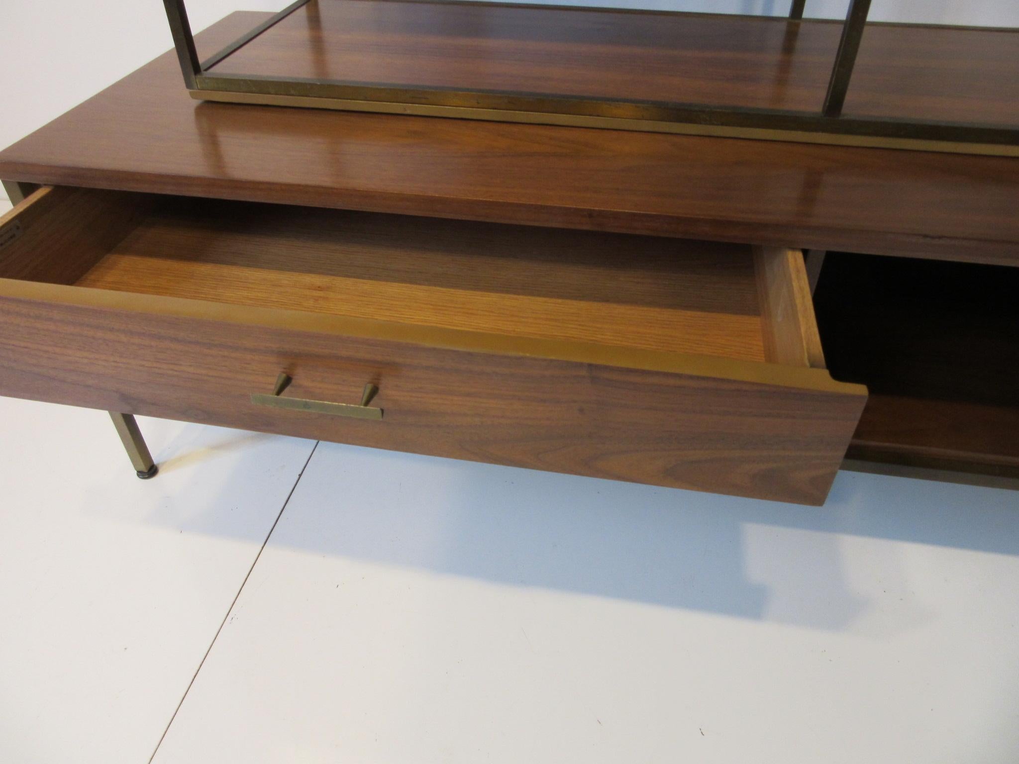 Paul McCobb Bookcase / Room Divider in Brass and Walnut for Calvin 2