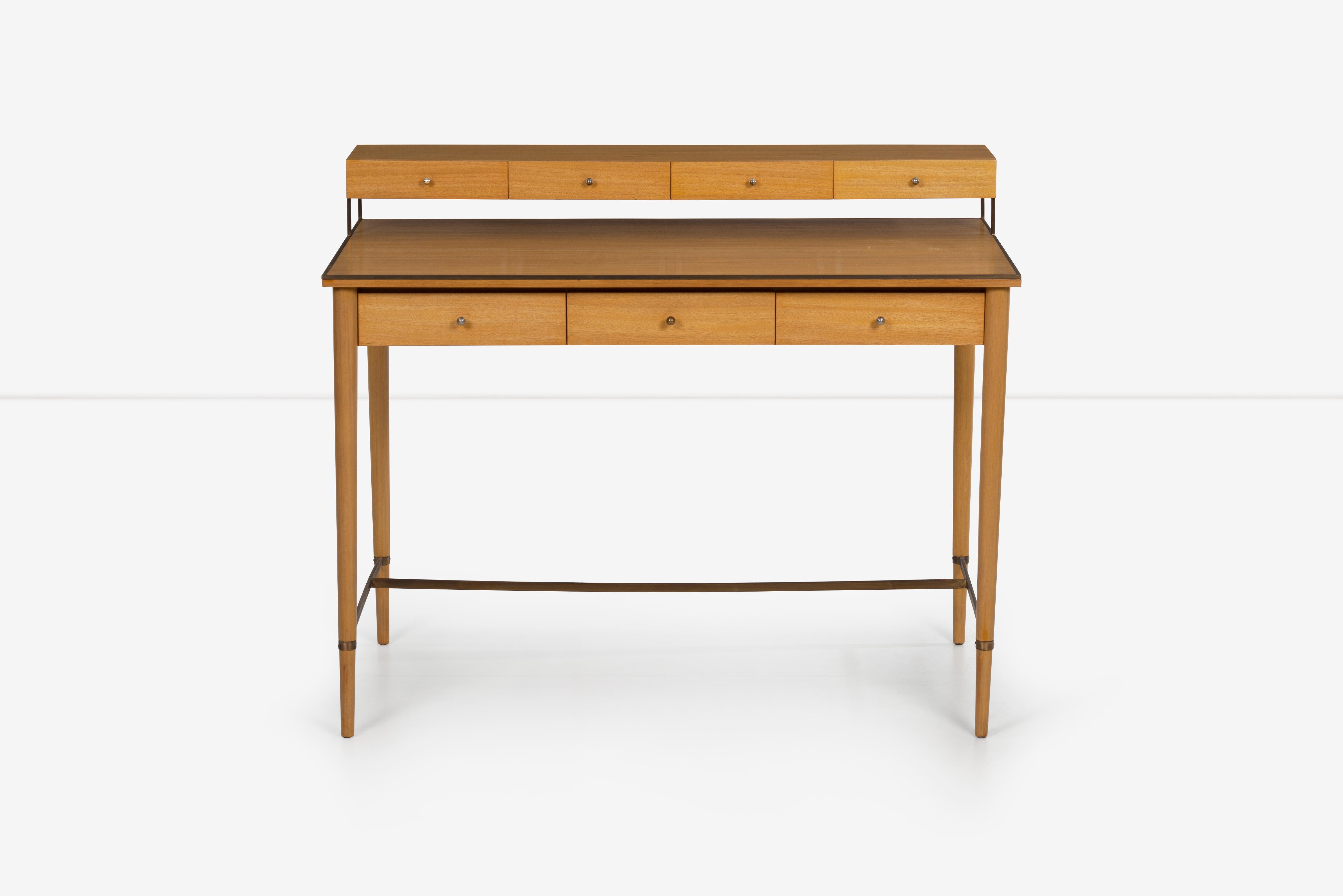 Mid-Century Modern Paul McCobb Brass and Mahogany Connoisseur Collection Writing Desk