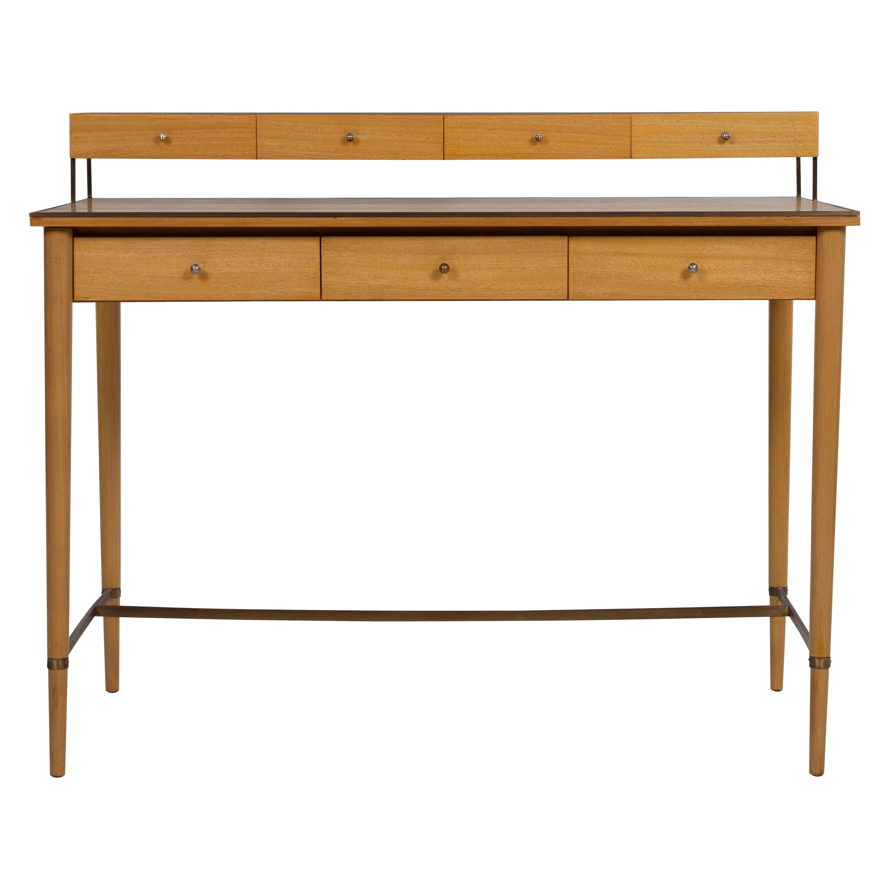 Paul McCobb Brass and Mahogany Connoisseur Collection Writing Desk