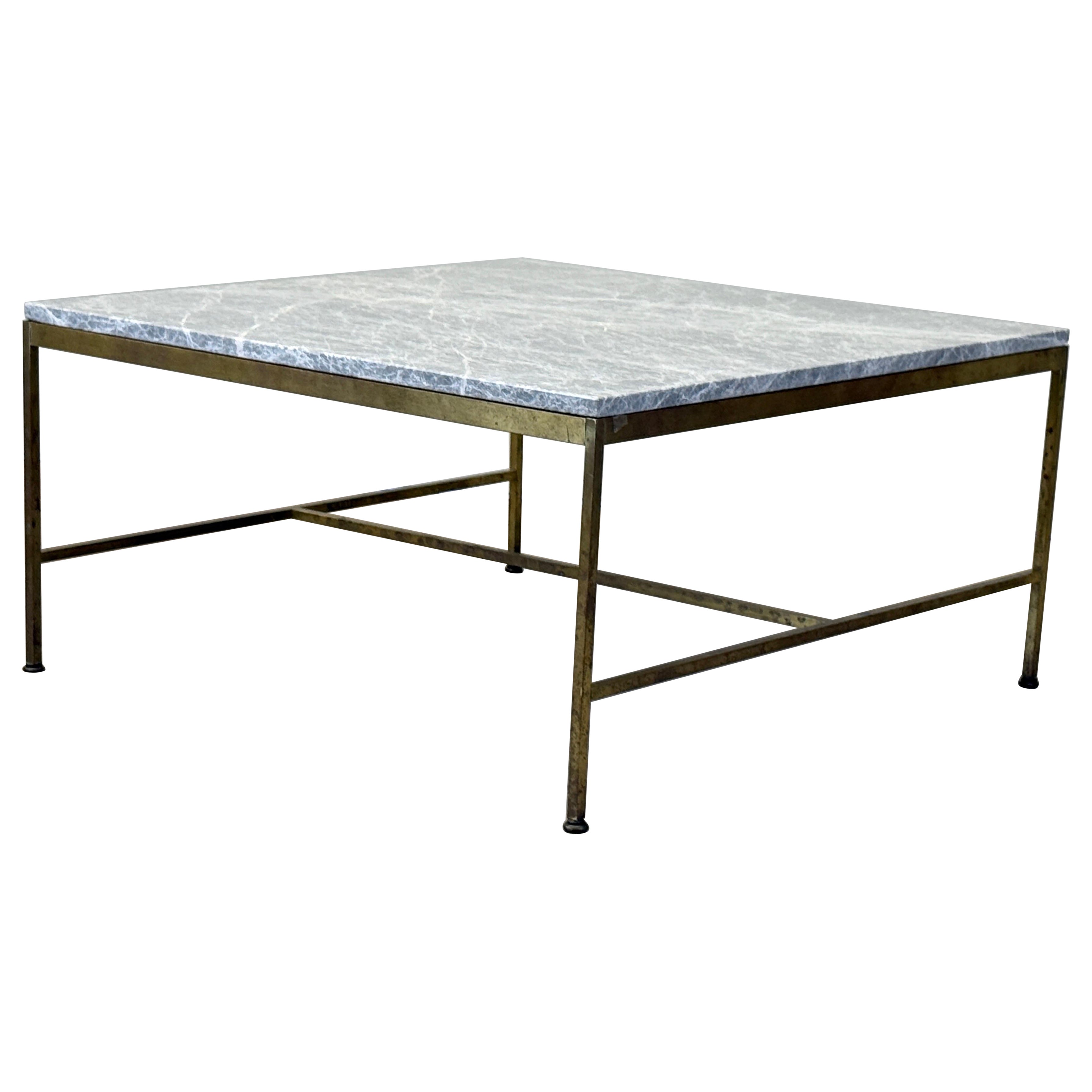Paul McCobb Brass and Marble Coffee Table For Sale