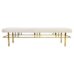 Paul McCobb Brass Bench in White Boucle, 1960