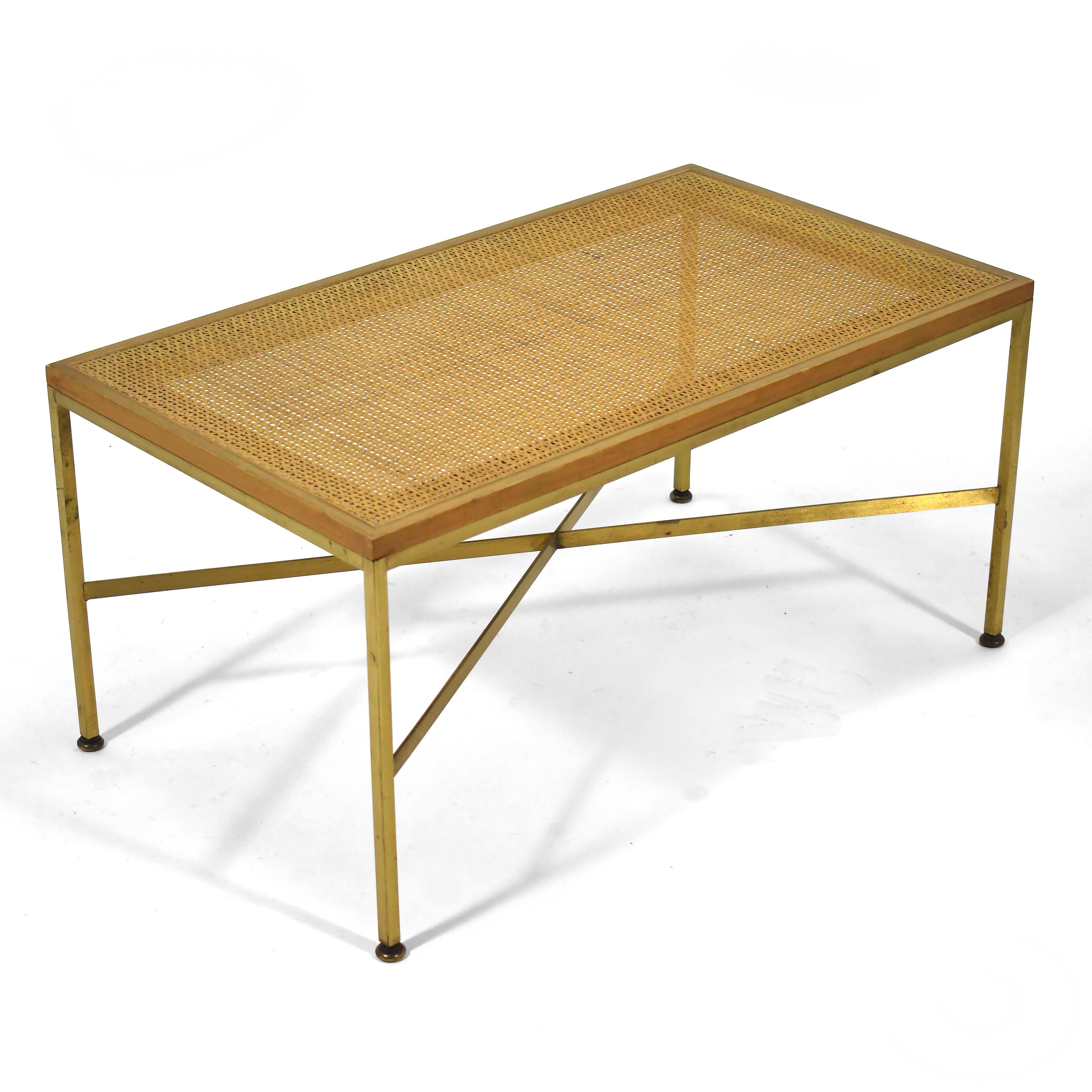 Paul McCobb Brass & Cane Bench For Sale 3