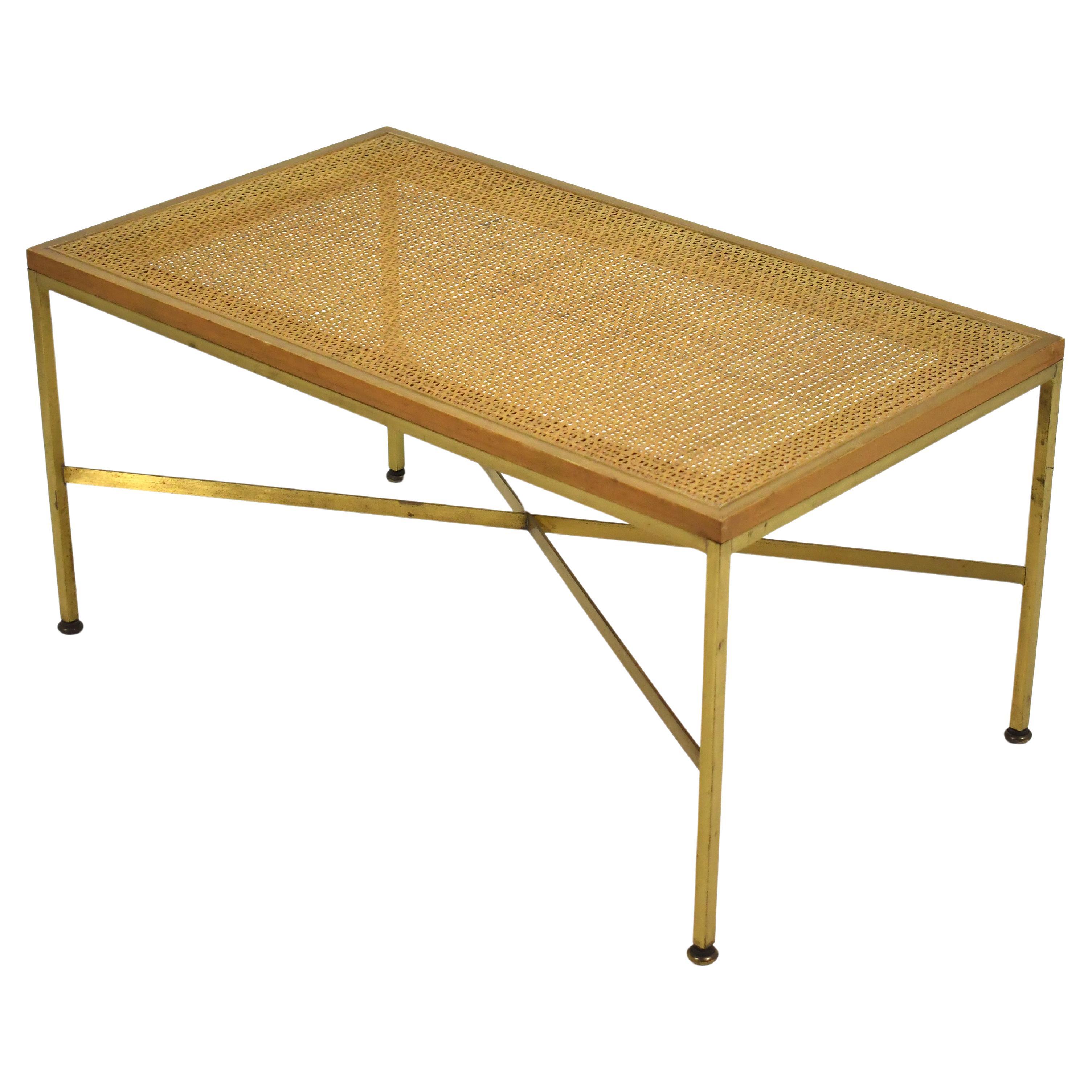 Paul McCobb Brass & Cane Bench For Sale